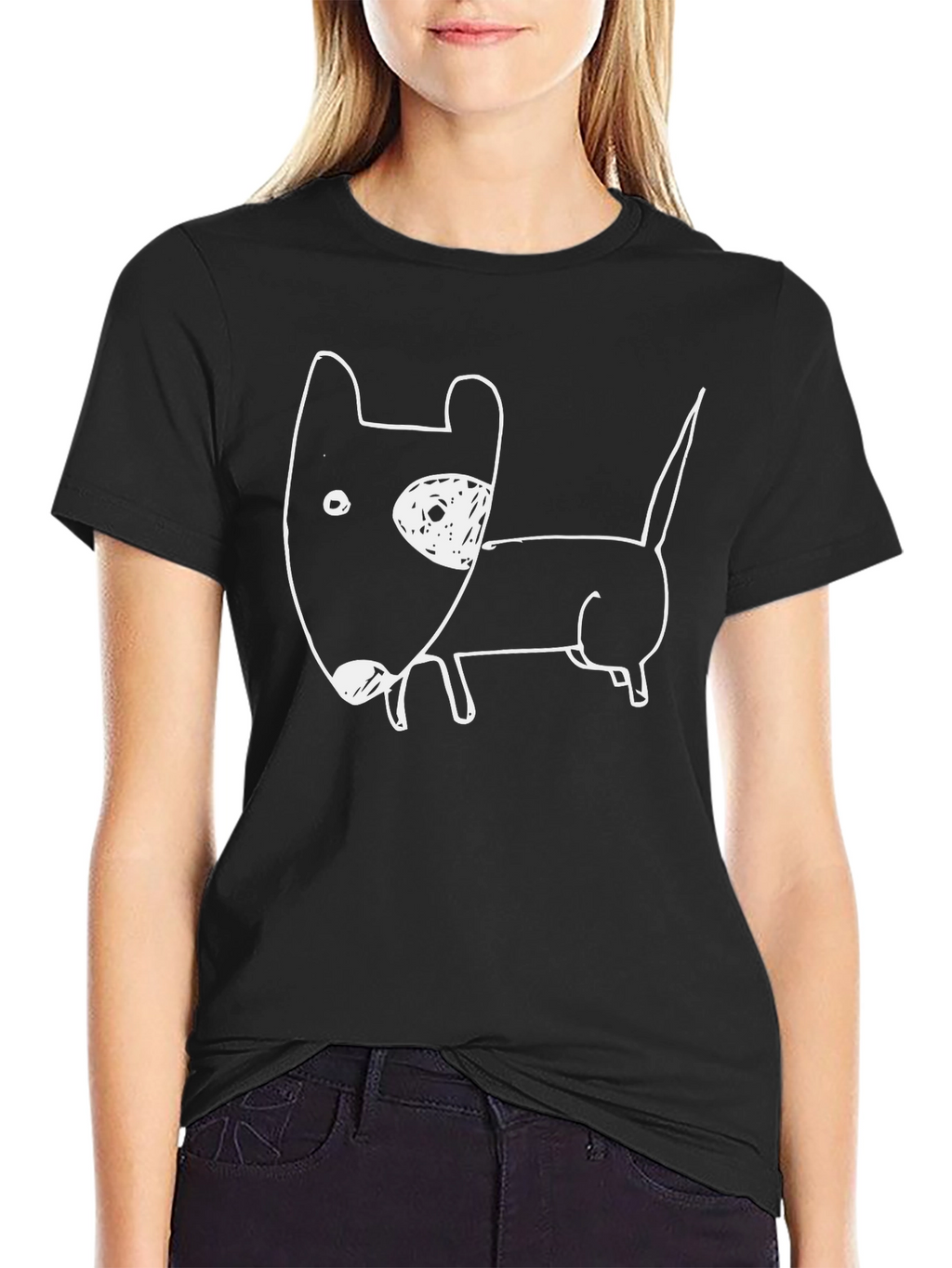 Mens Black Graphic Tee - Cartoon Dog Design