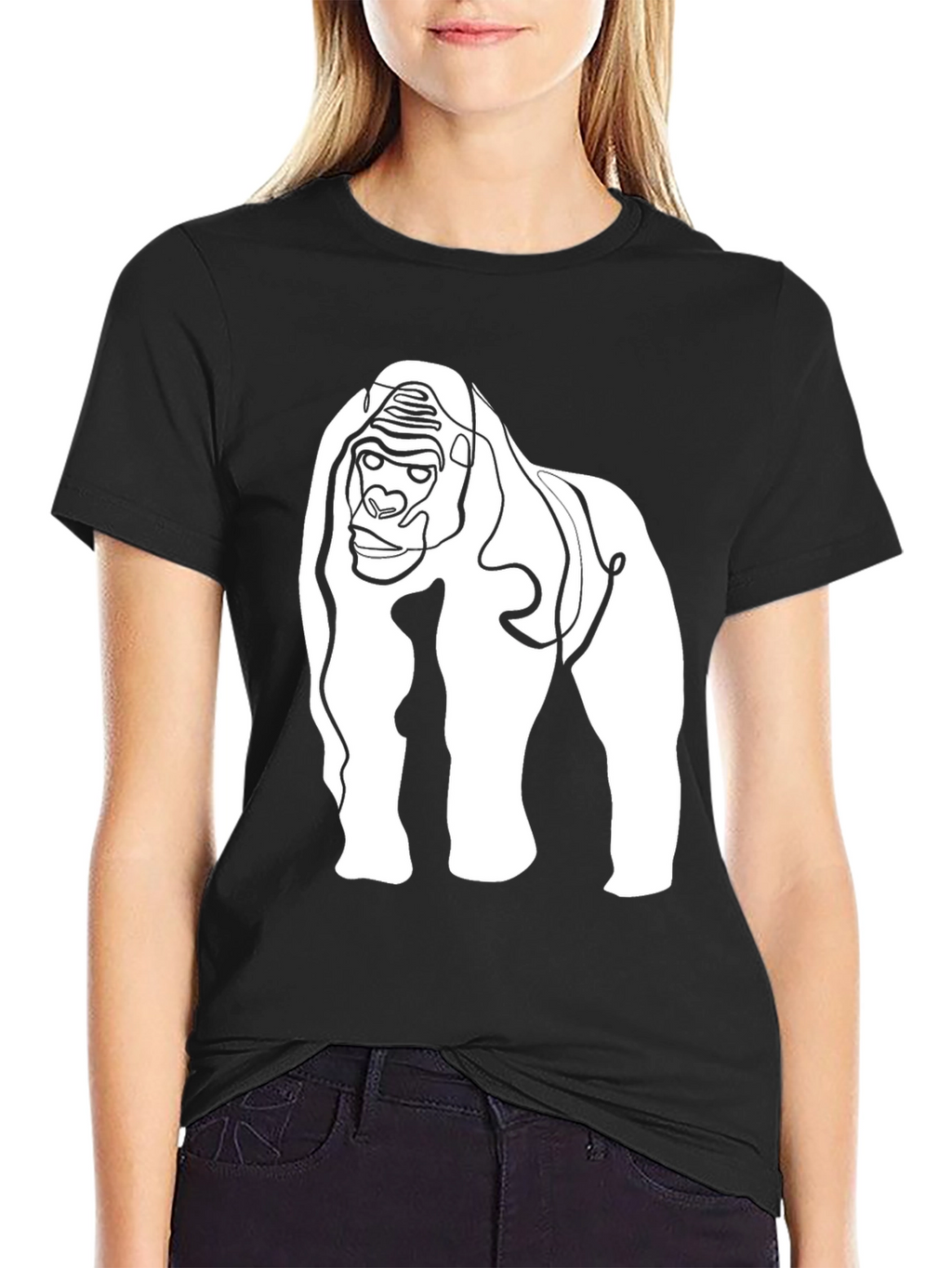 Gorilla Line Art Graphic Tee - Modern Style