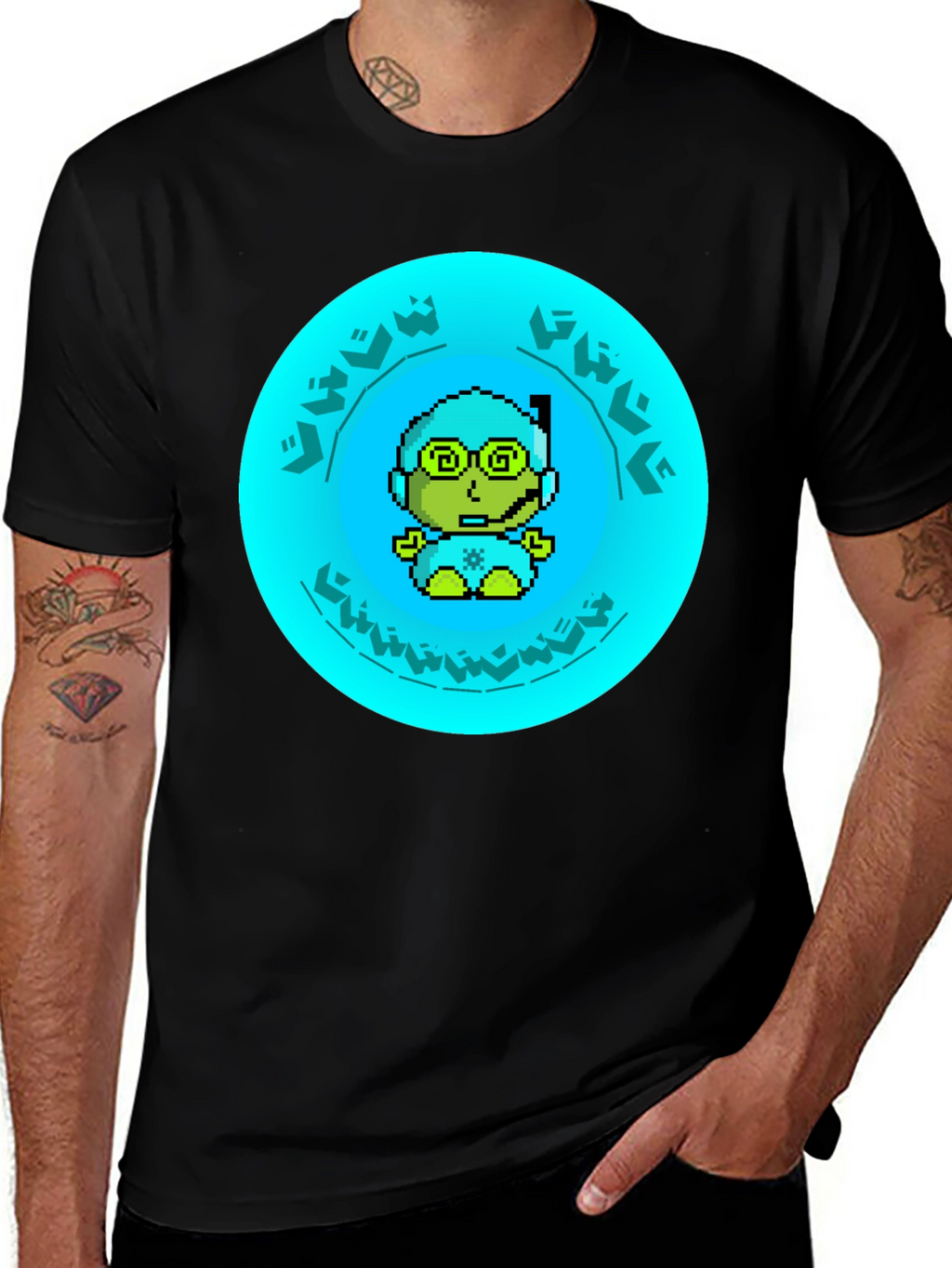 Pixel Diver Graphic Tee - Black Cotton T-Shirt