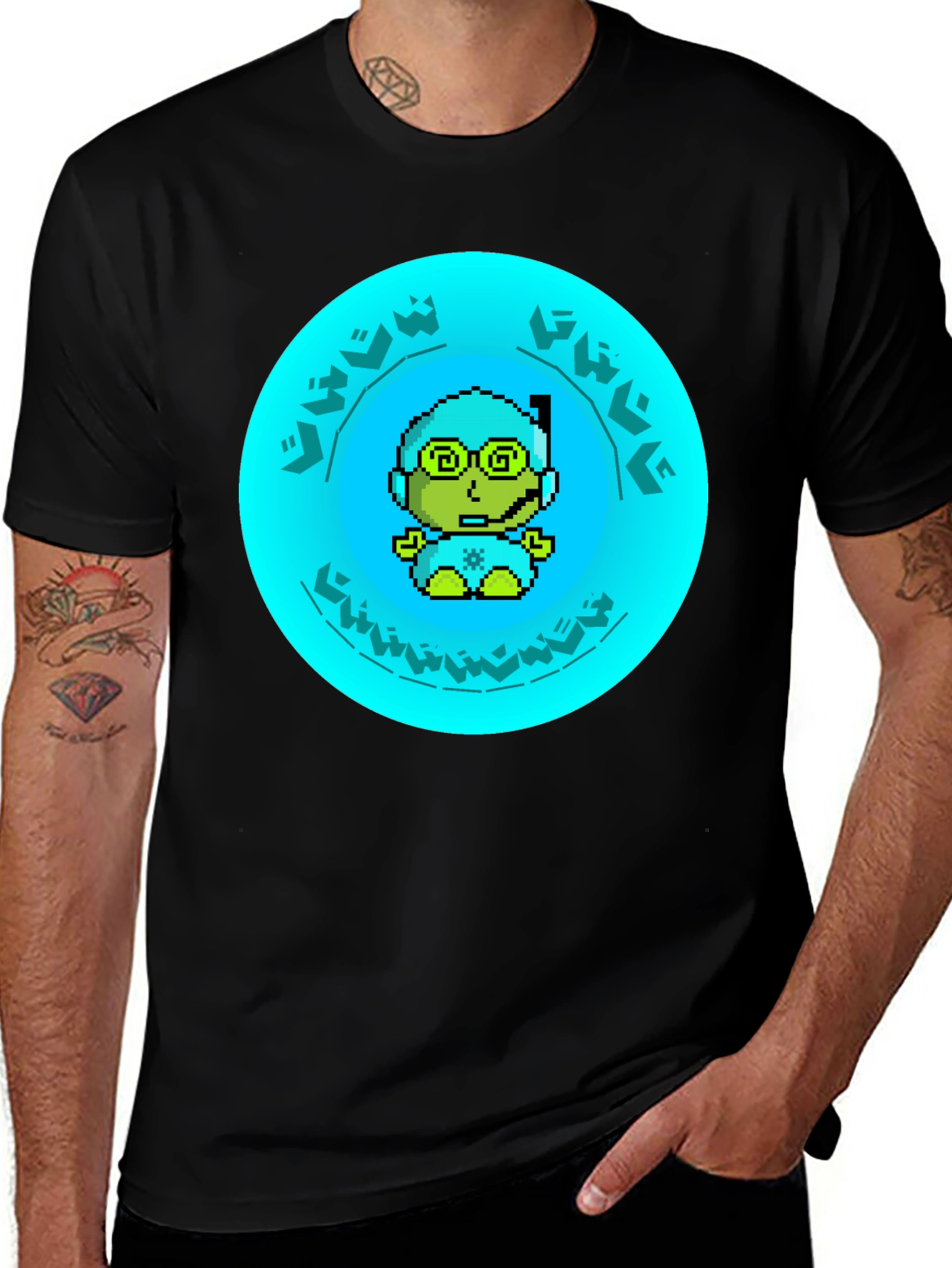 Pixel Diver Graphic Tee - Black Cotton T-Shirt