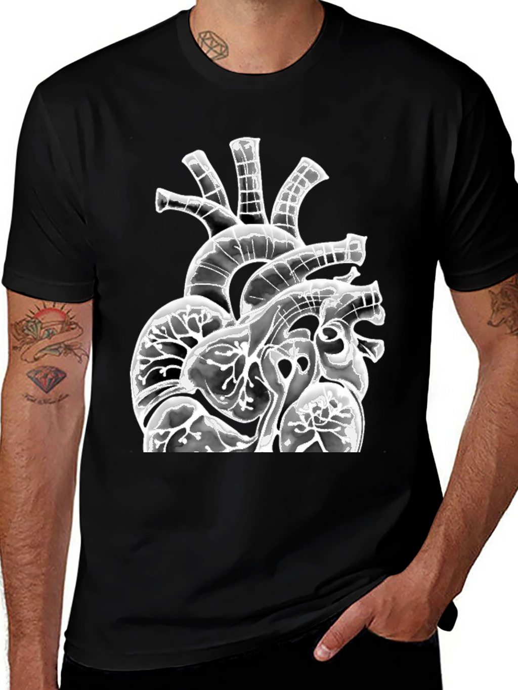 Anatomical Heart Graphic Black T-Shirt