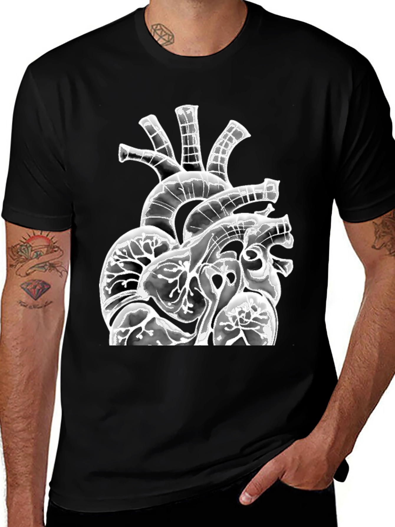 Anatomical Heart Graphic Black T-Shirt