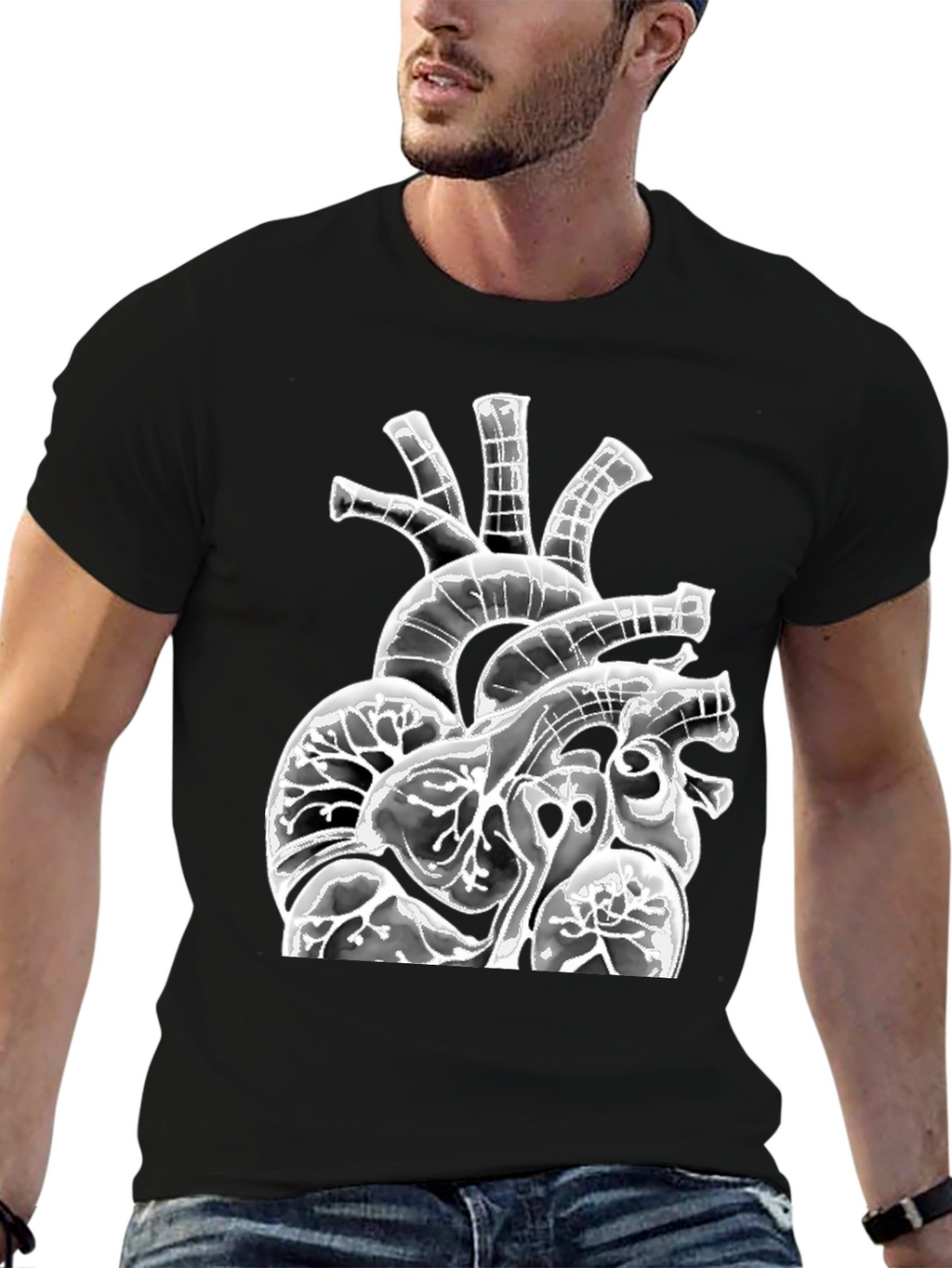 Anatomical Heart Graphic Black T-Shirt