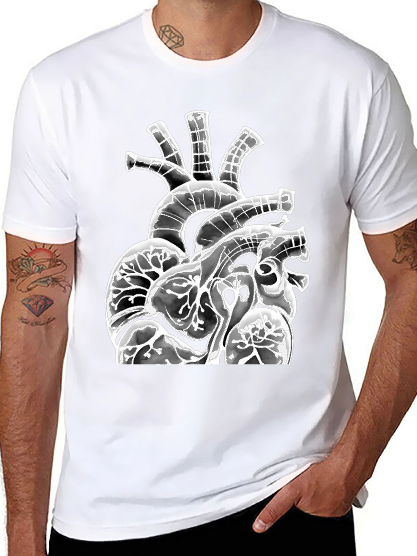 Anatomical Heart Graphic Black T-Shirt