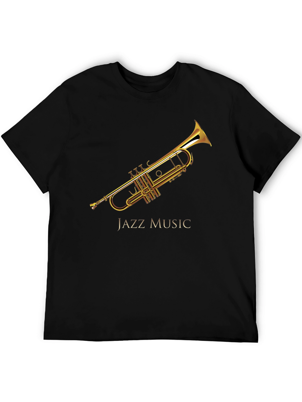 Jazz Music Trumpet Graphic Black T-Shirt