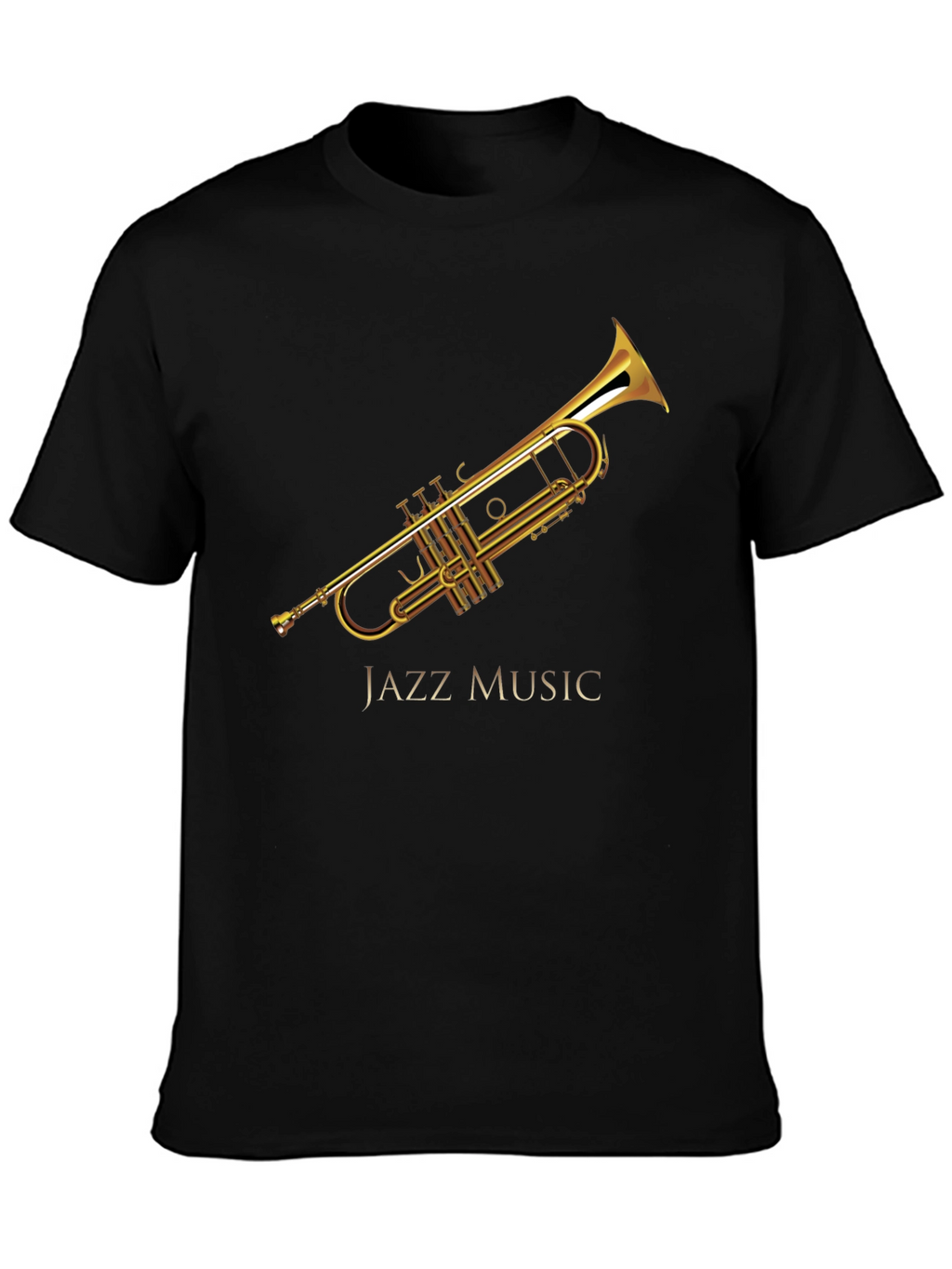 Jazz Music Trumpet Graphic Black T-Shirt