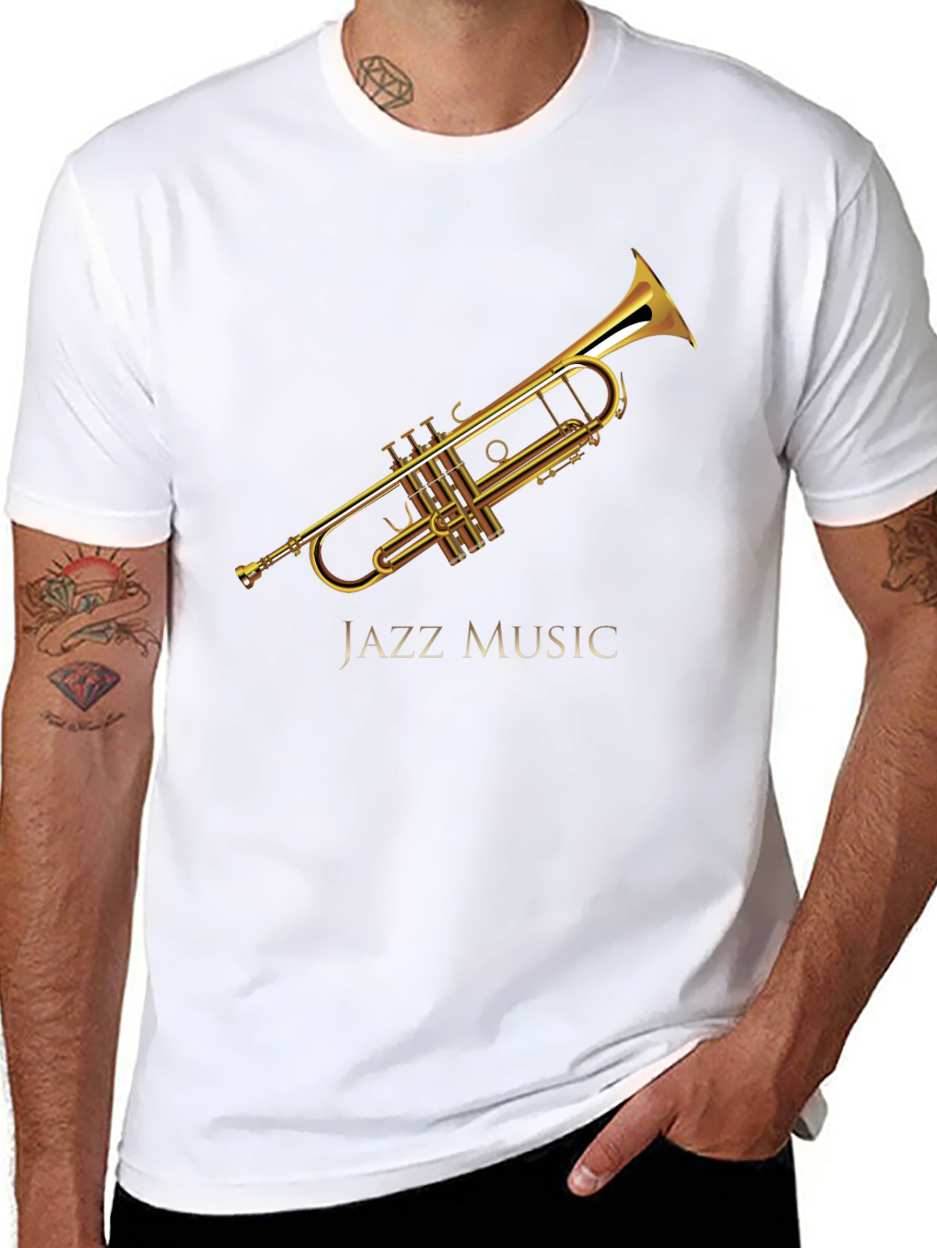 Jazz Music Trumpet Graphic Black T-Shirt