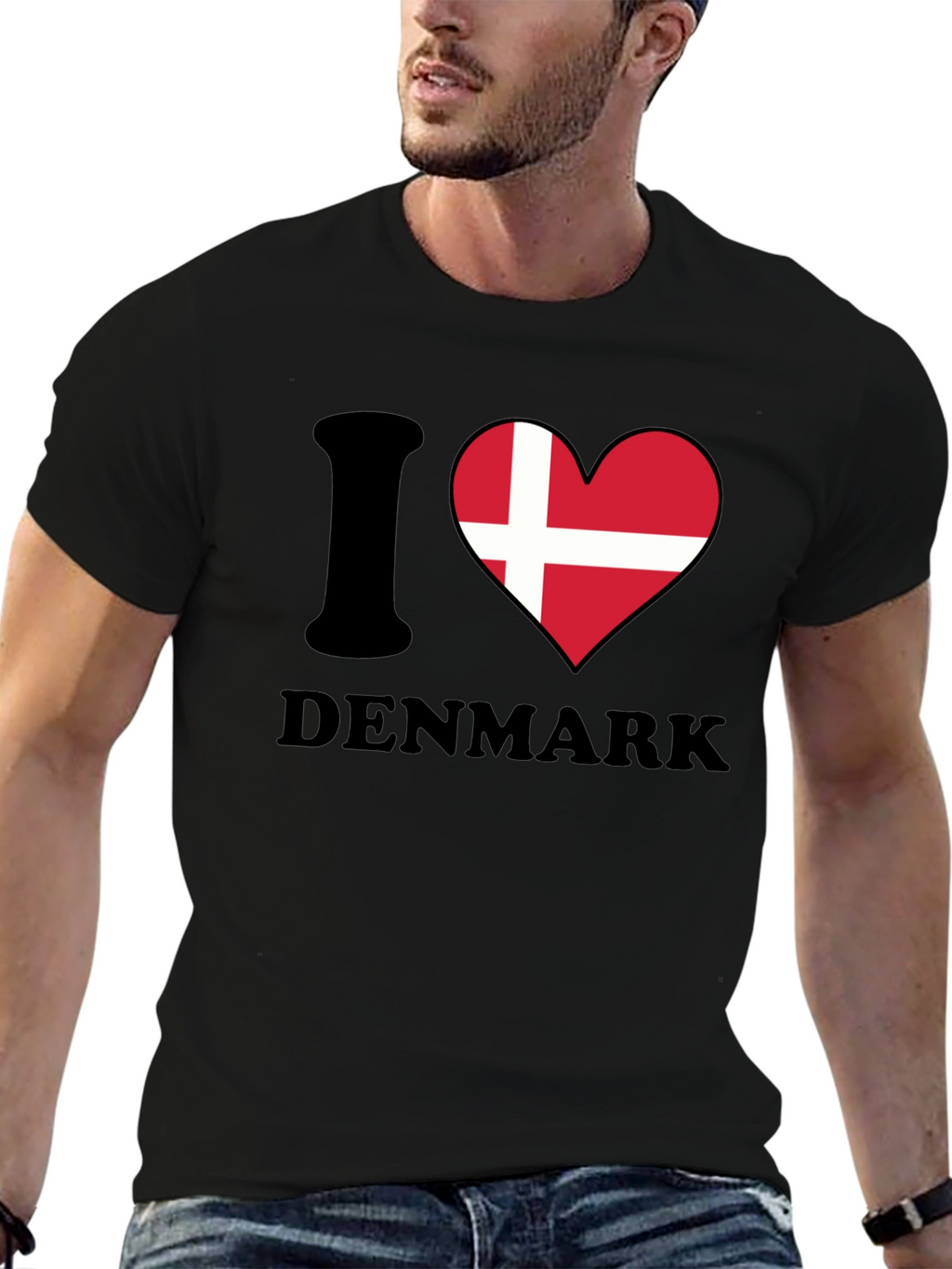 I Love Denmark T-Shirt - Danish Flag Heart Tee