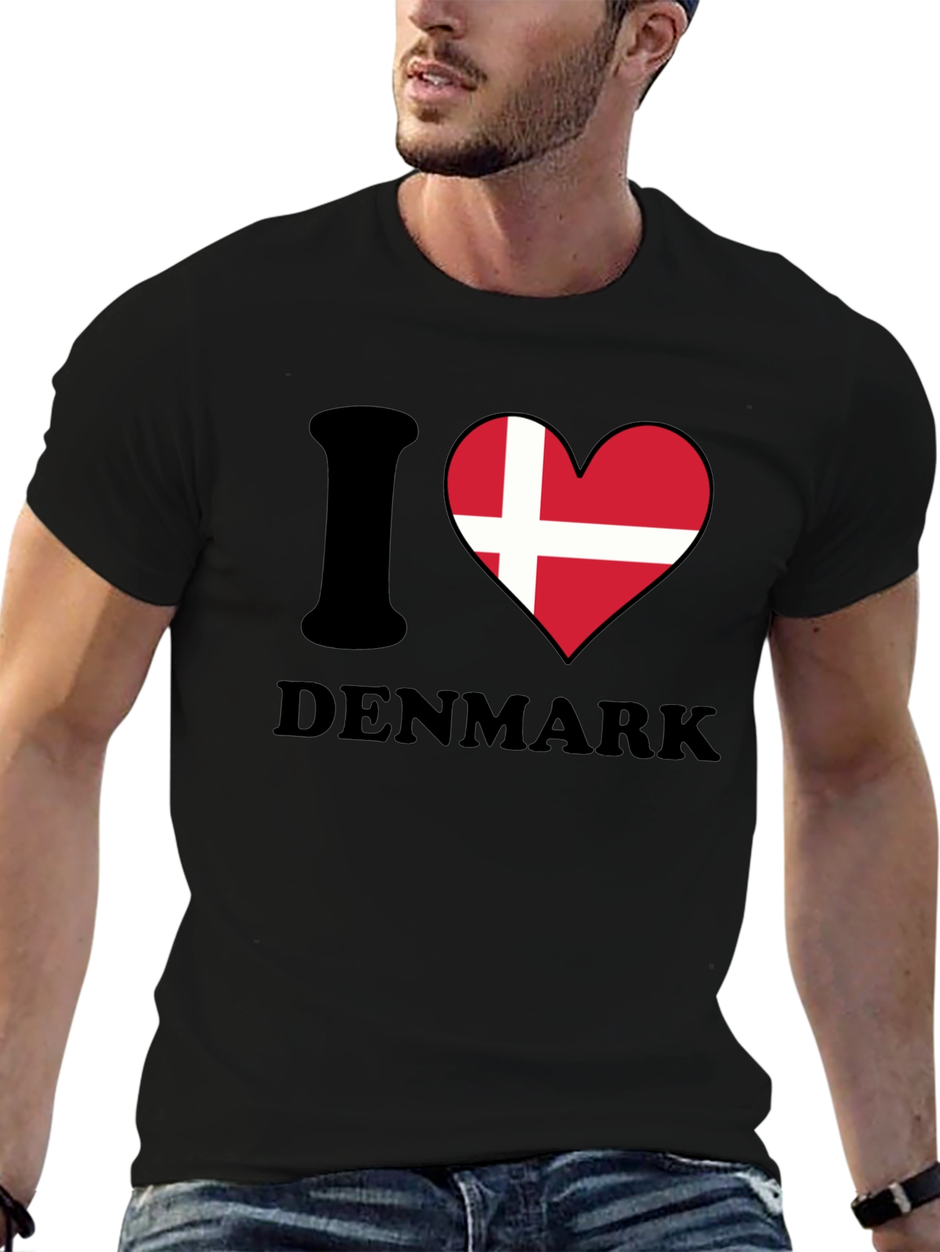 I Love Denmark T-Shirt - Danish Flag Heart Tee