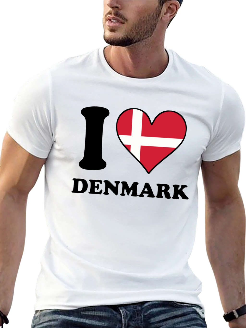 I Love Denmark T-Shirt - Danish Flag Heart Tee