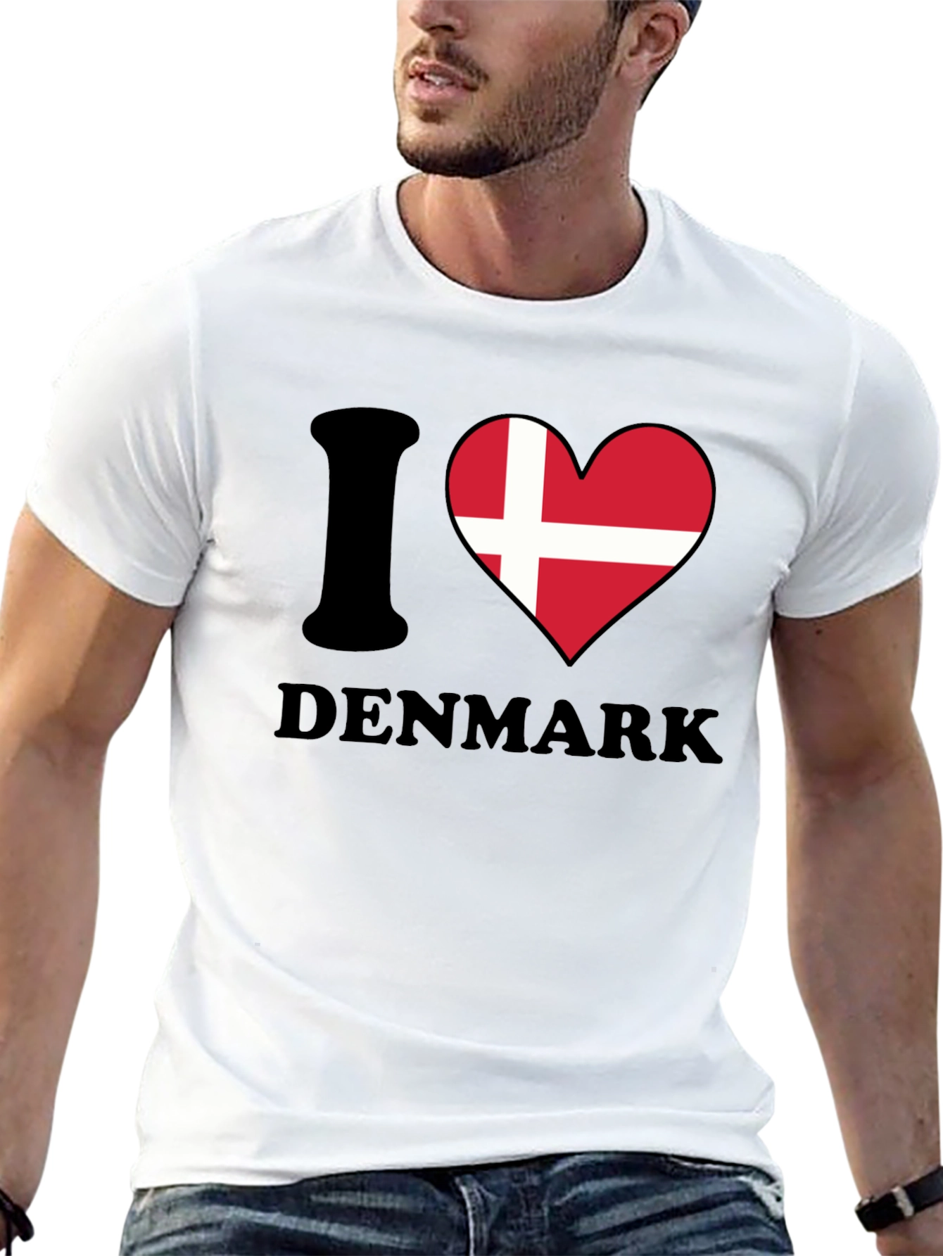 I Love Denmark T-Shirt - Danish Flag Heart Tee