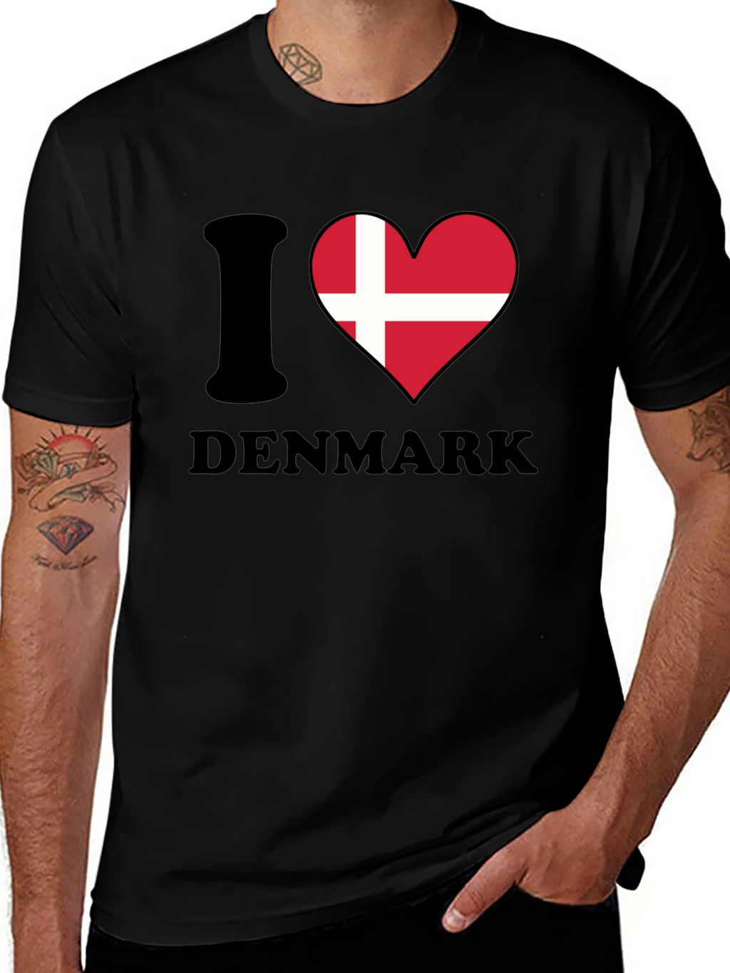I Love Denmark T-Shirt - Danish Flag Heart Tee