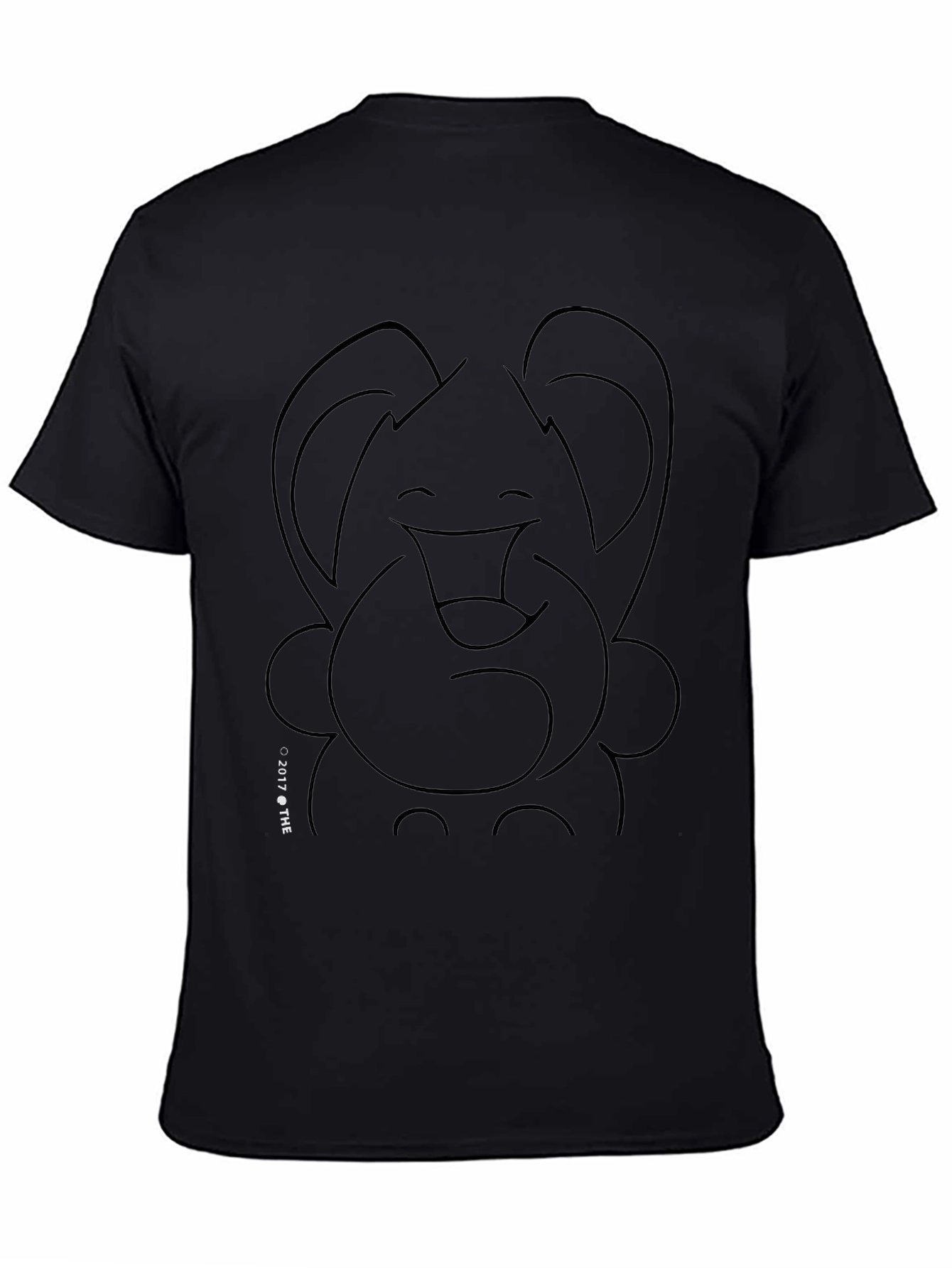 Elephant Outline Graphic Print Black T-Shirt