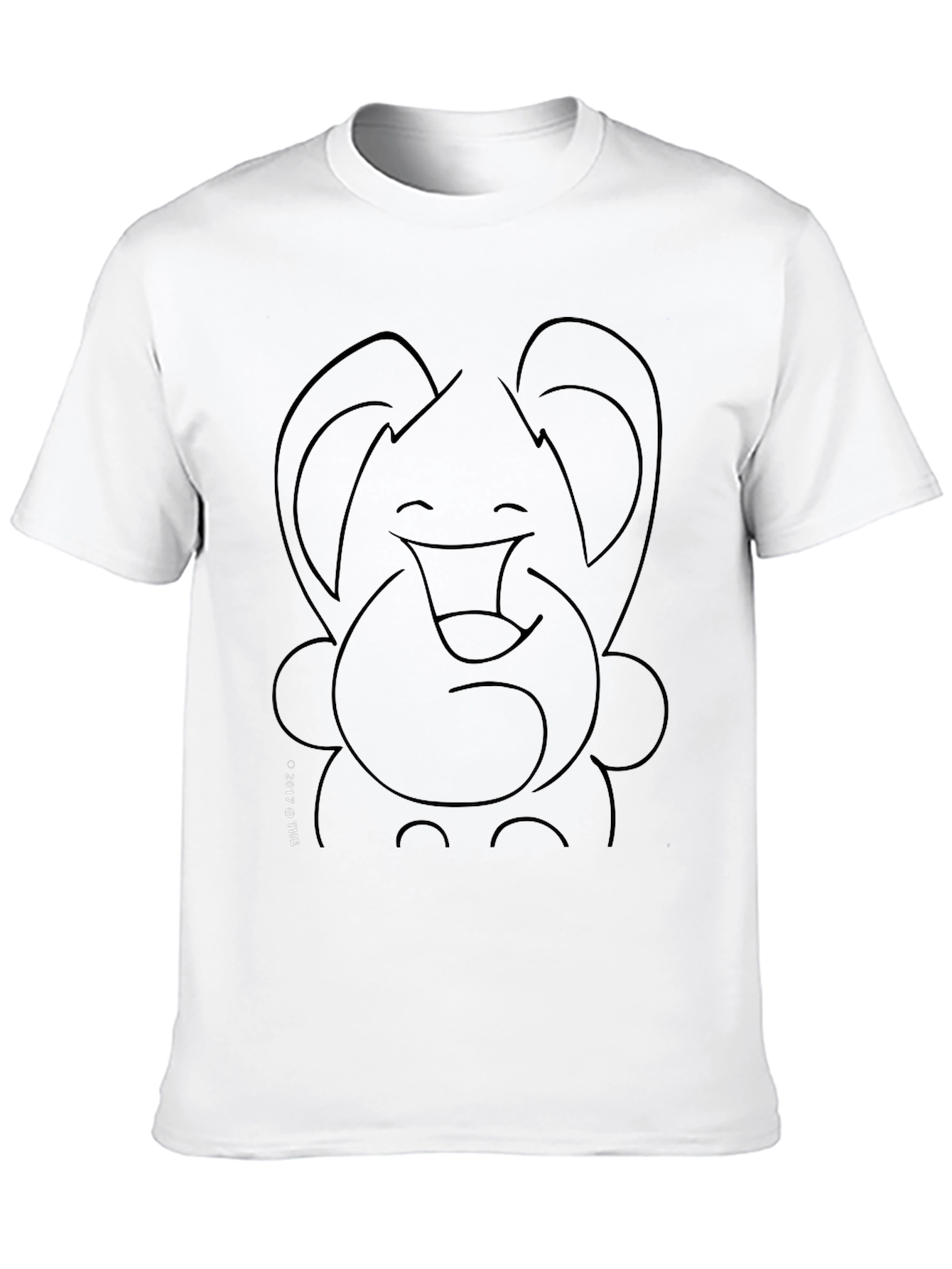 Elephant Outline Graphic Print Black T-Shirt
