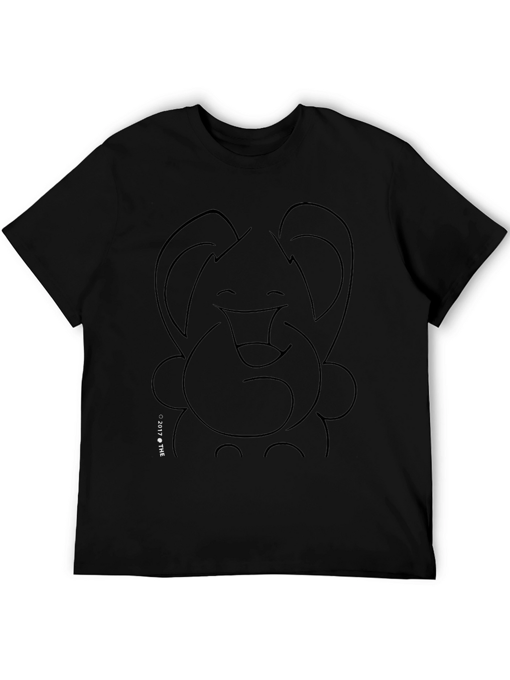 Elephant Outline Graphic Print Black T-Shirt