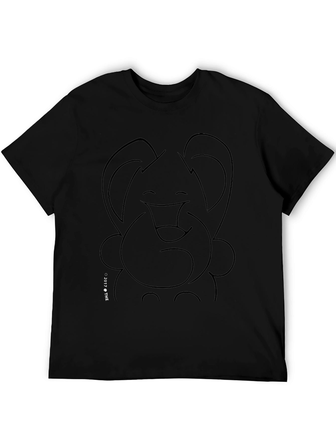 Elephant Outline Graphic Print Black T-Shirt