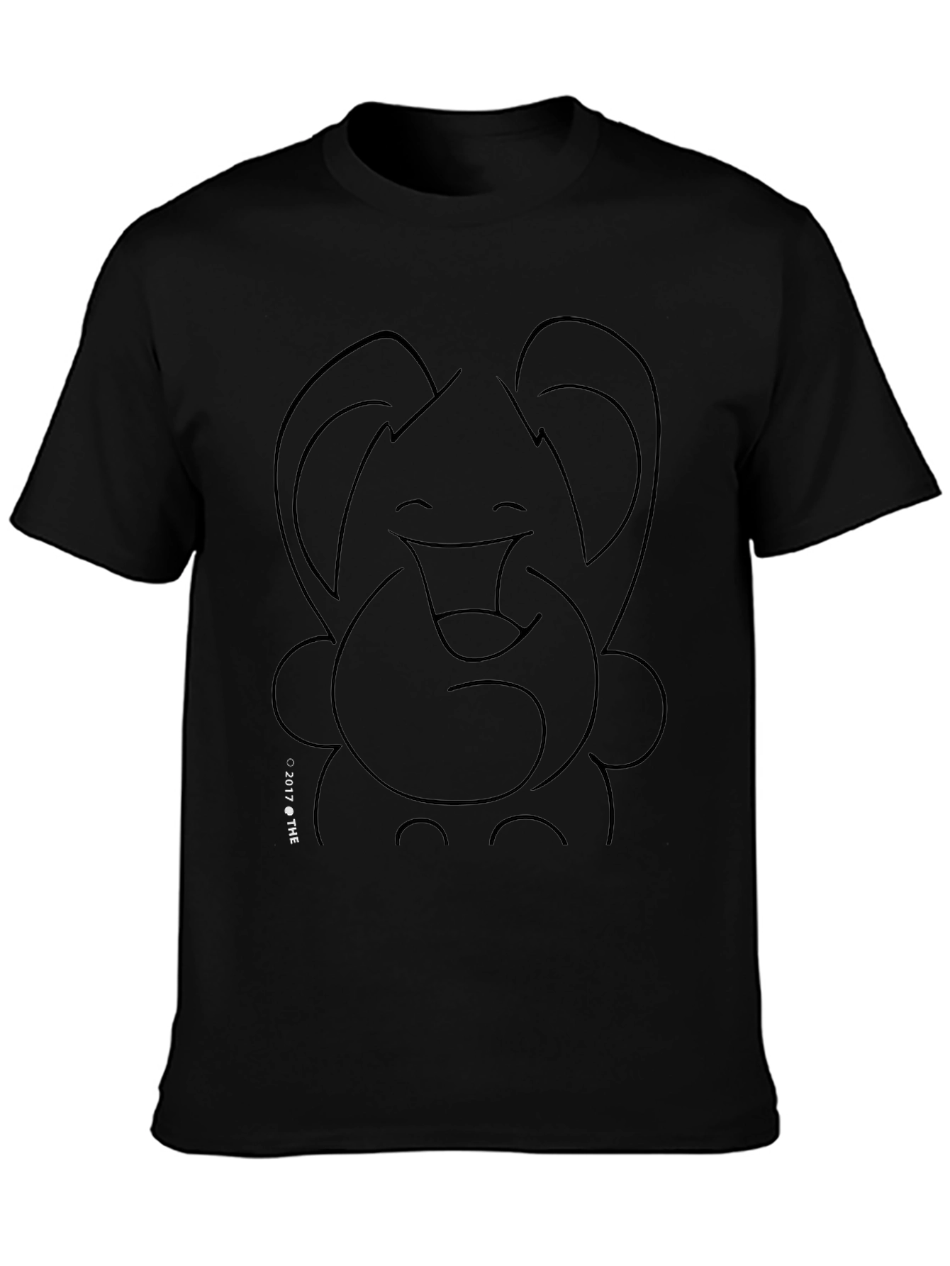 Elephant Outline Graphic Print Black T-Shirt