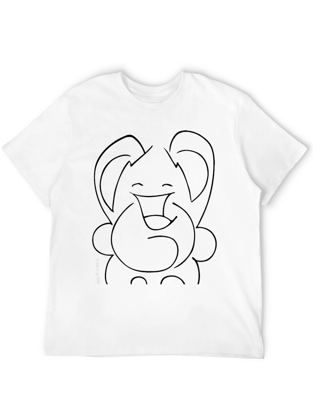 Elephant Outline Graphic Print Black T-Shirt