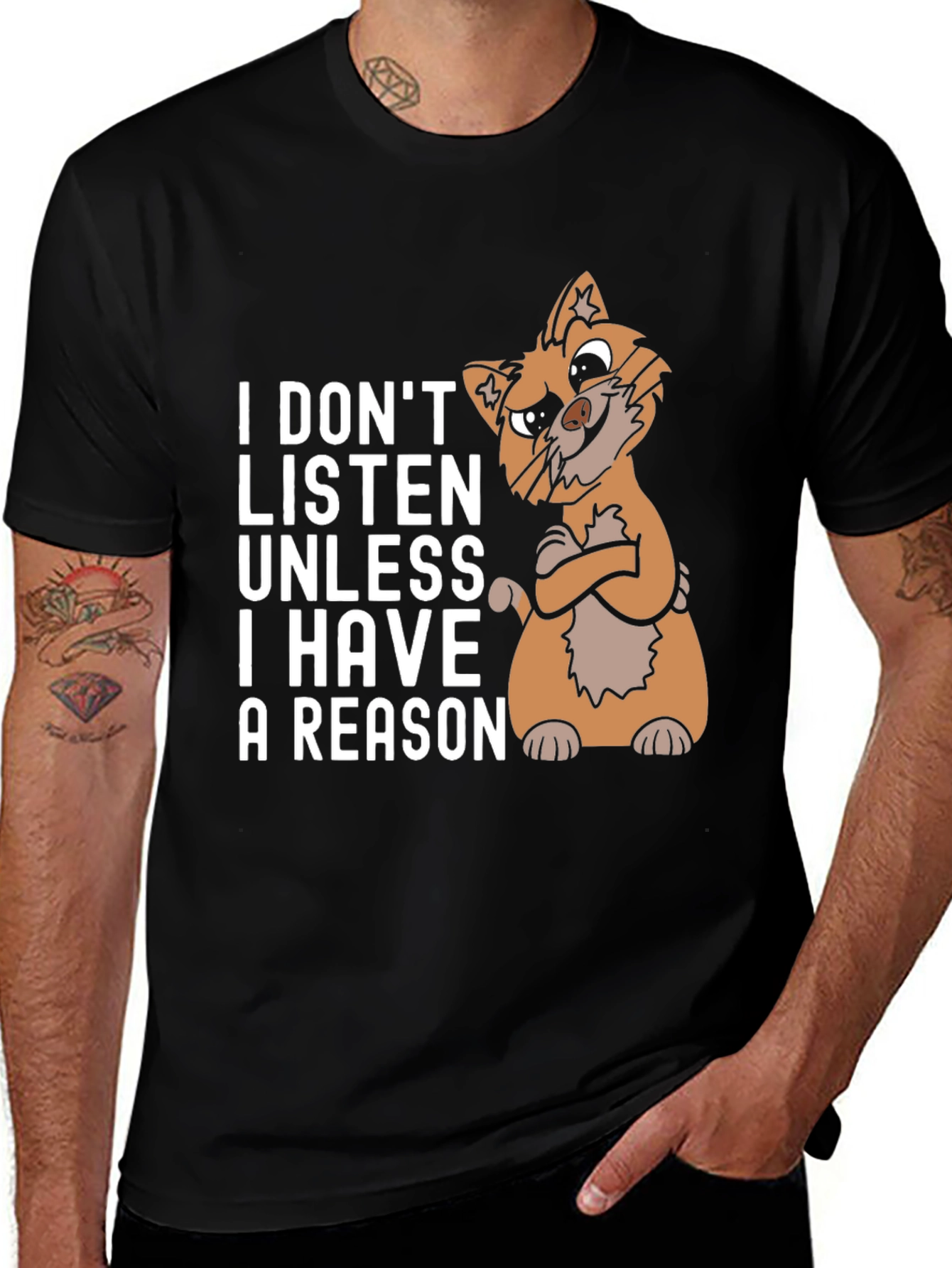 Funny Cat T-Shirt - I Dont Listen Unless I Have A Reason