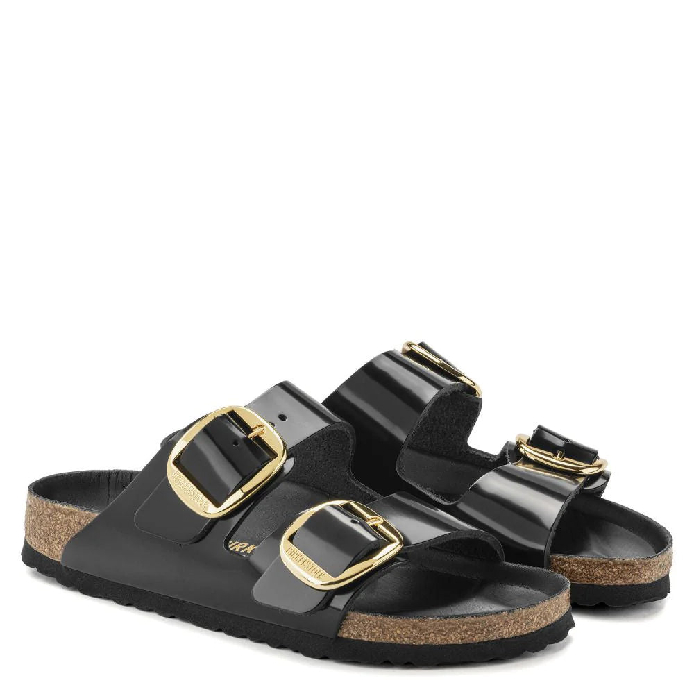 Birkenstock Women's Arizona Big Buckle Natural Leather Patent in High Shine Black