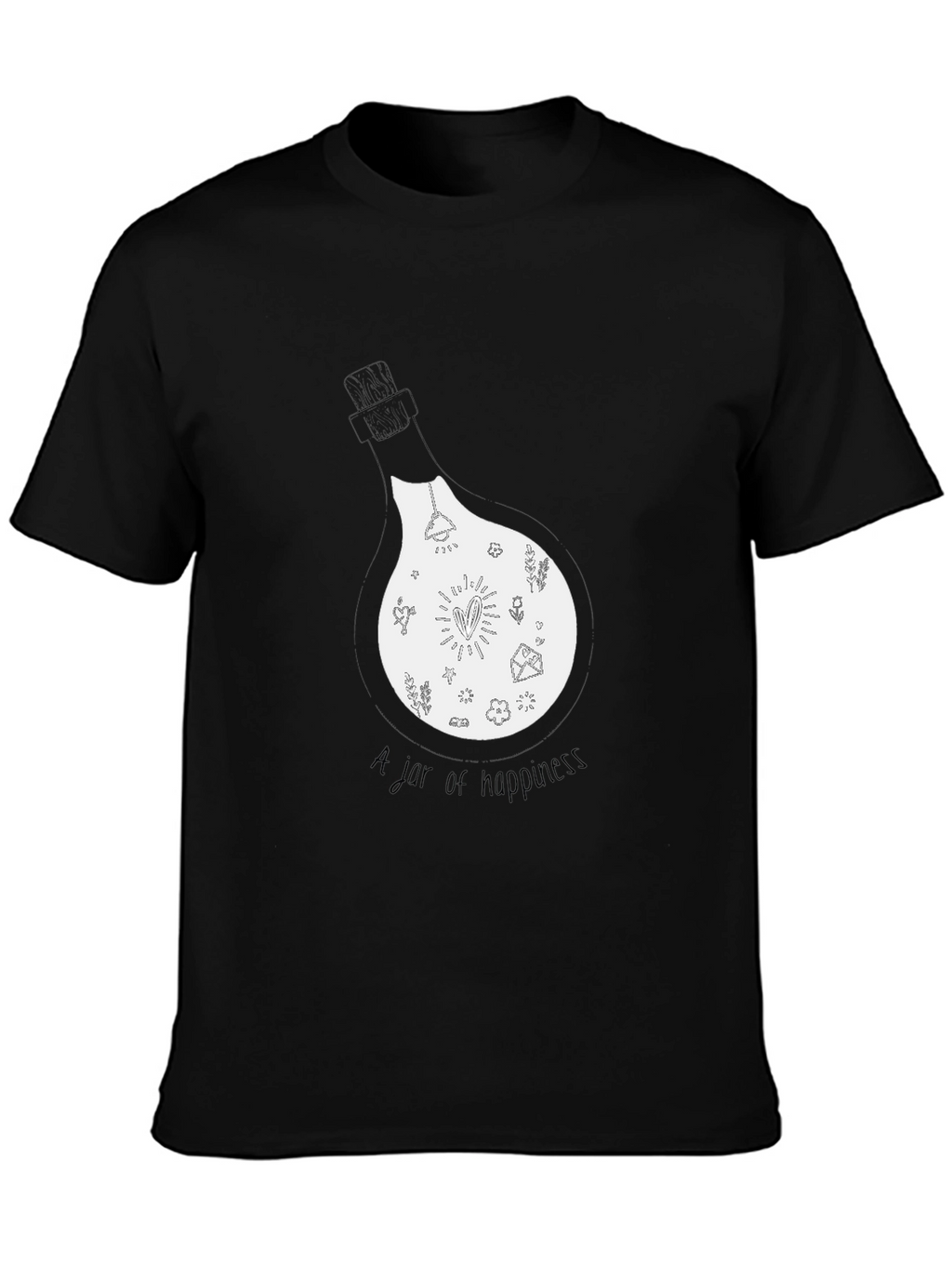 Jar of Happiness Graphic Tee - Black Cotton Blend