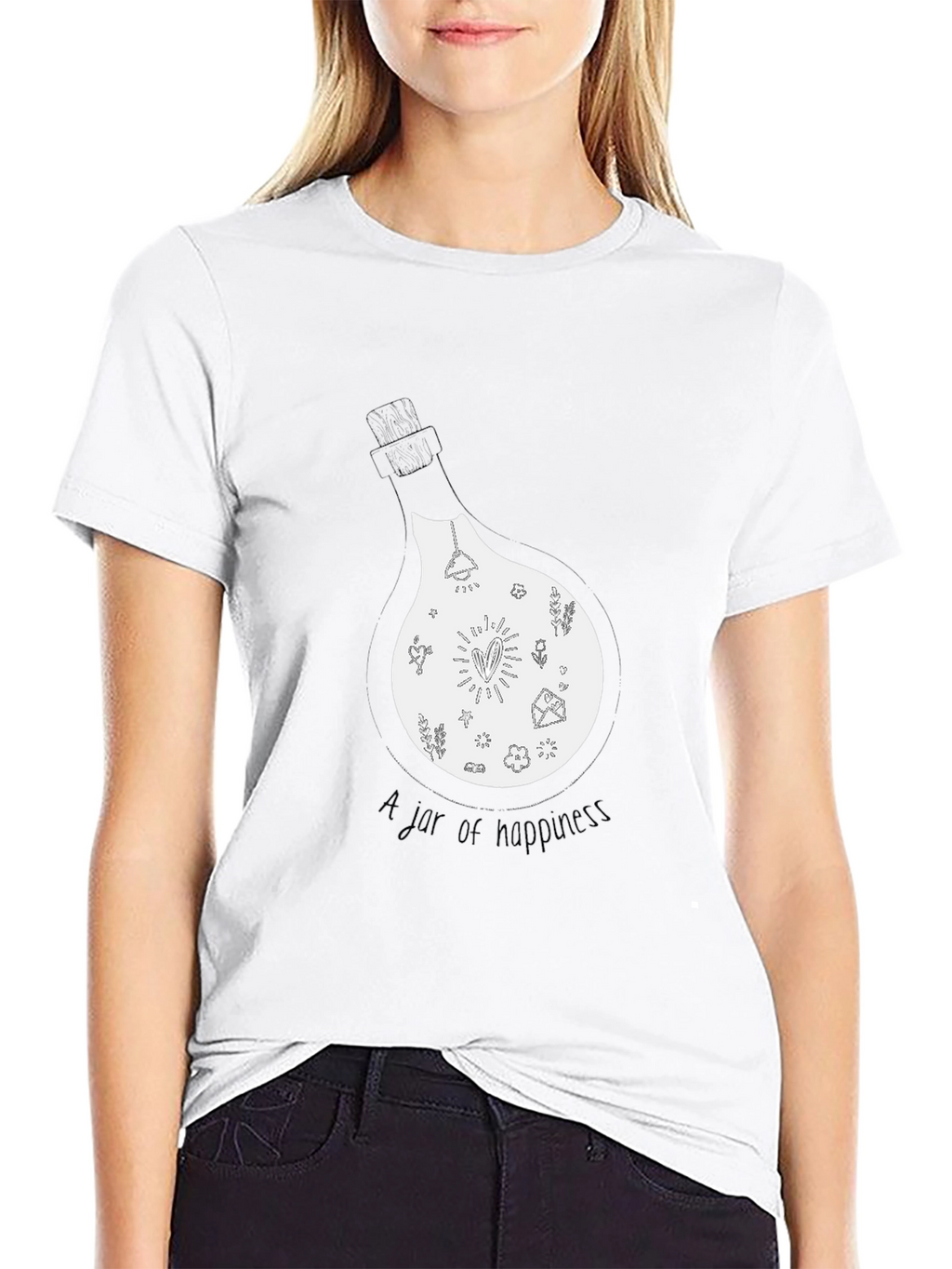 Jar of Happiness Graphic Tee - Black Cotton Blend