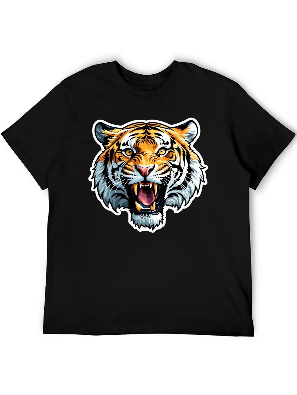 Roaring Tiger Graphic Tee - Black Cotton T-Shirt