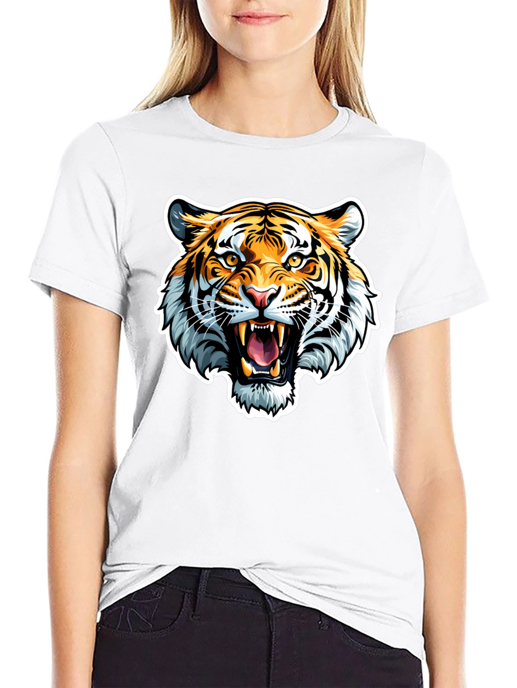 Roaring Tiger Graphic Tee - Black Cotton T-Shirt