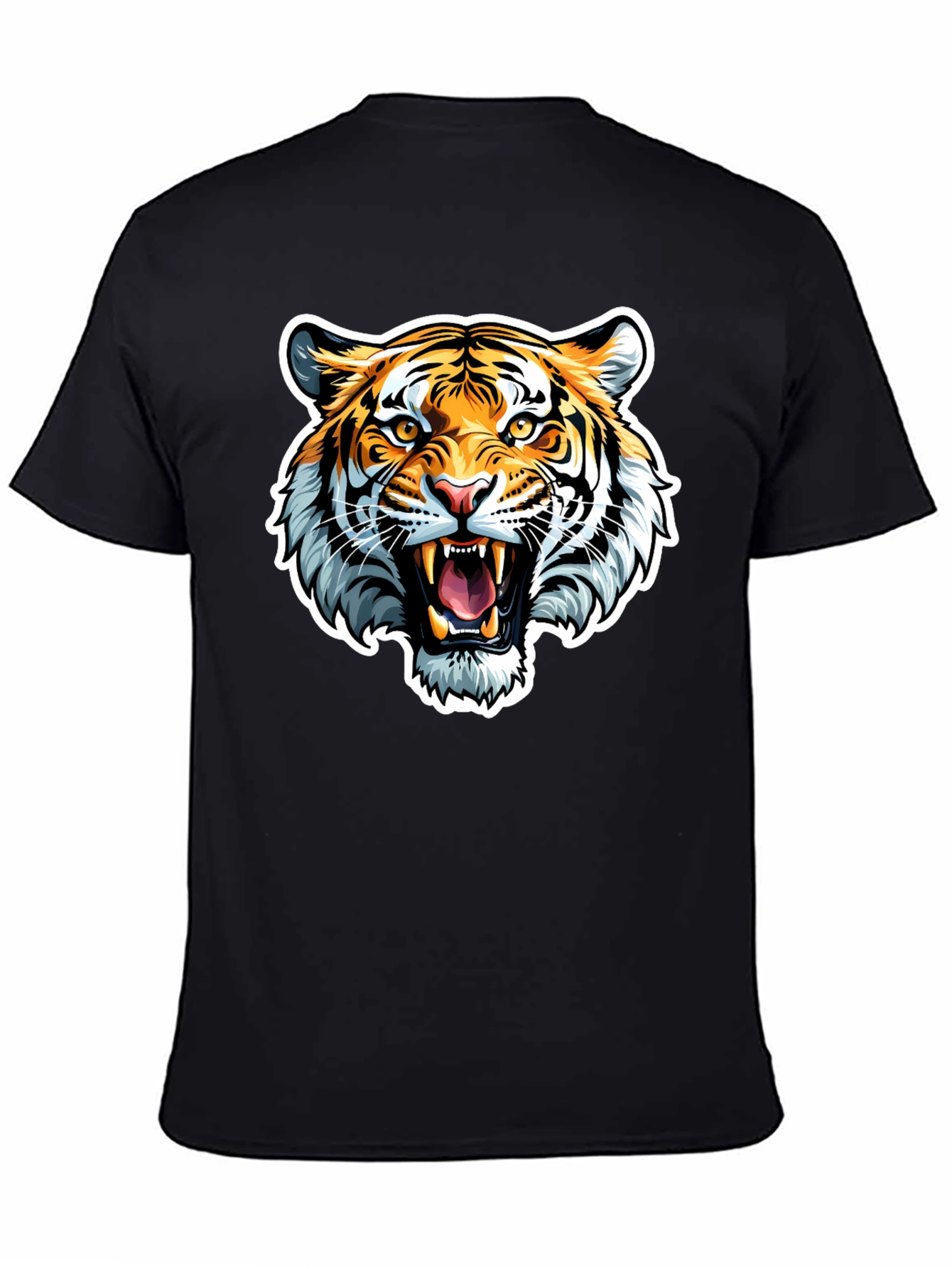 Roaring Tiger Graphic Tee - Black Cotton T-Shirt