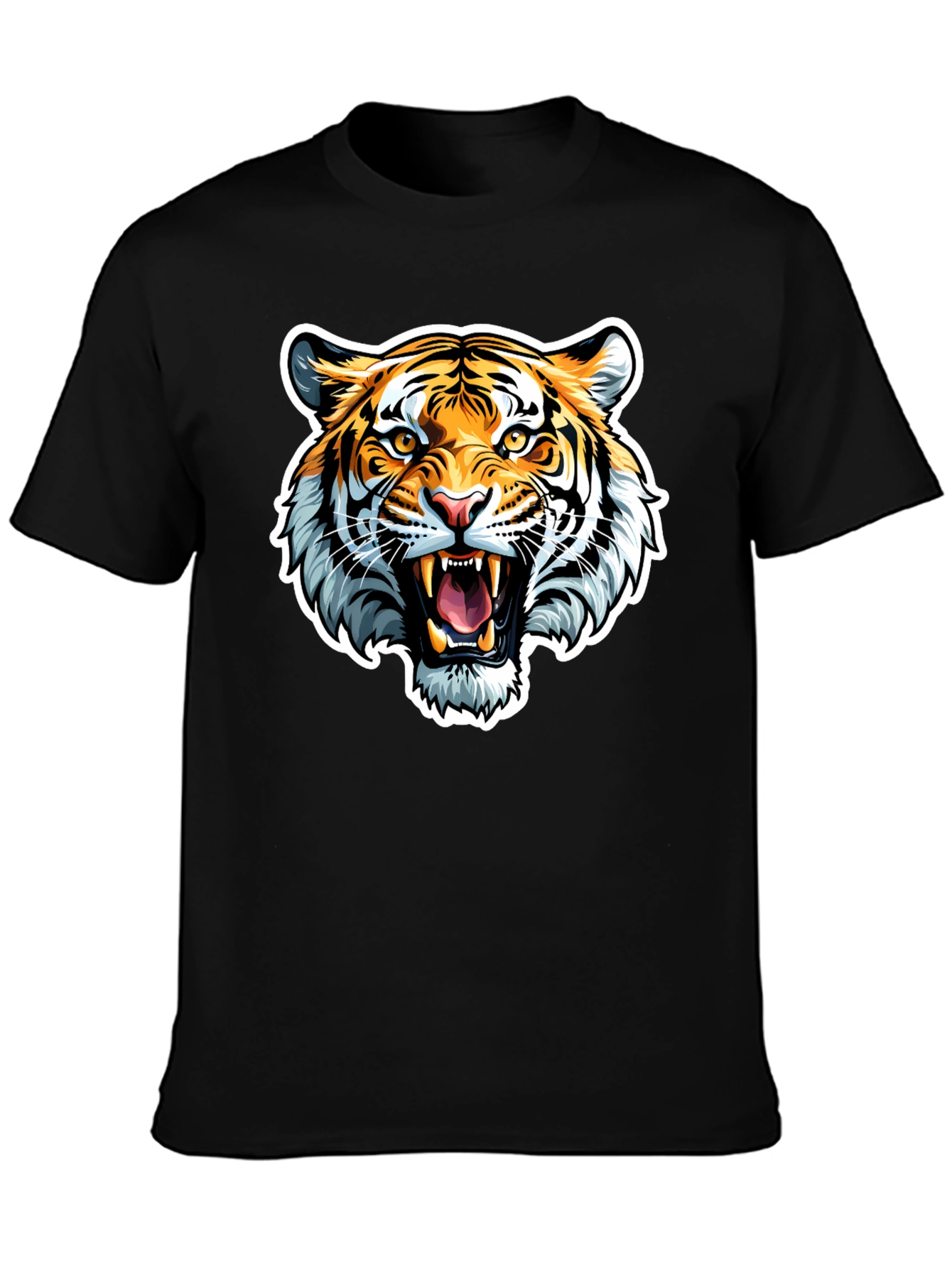 Roaring Tiger Graphic Tee - Black Cotton T-Shirt