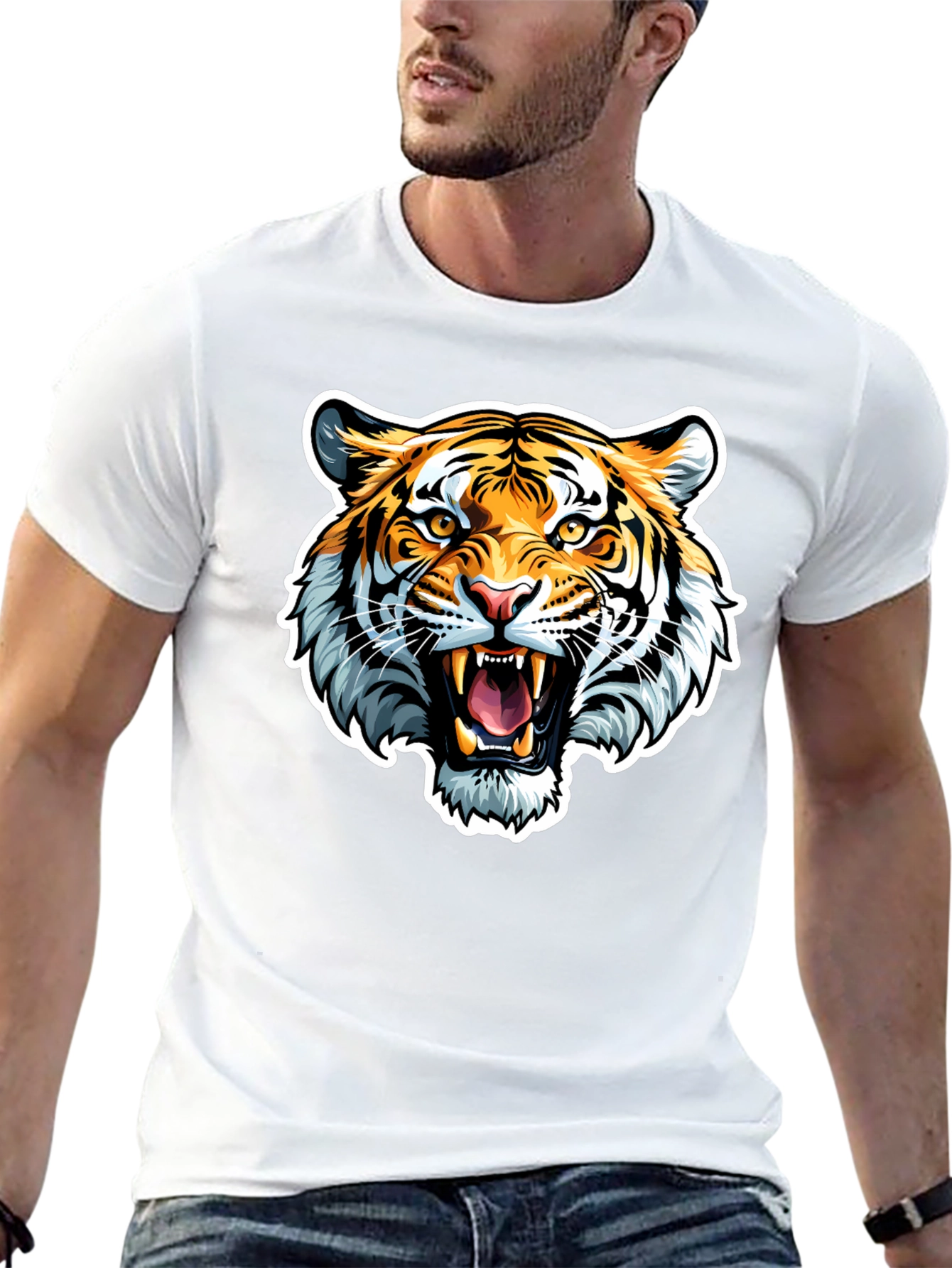 Roaring Tiger Graphic Tee - Black Cotton T-Shirt