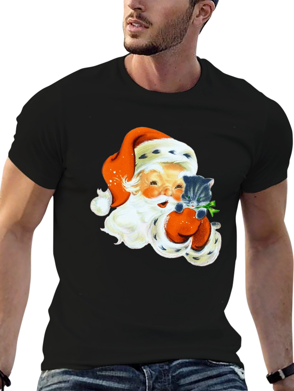 Santa Claus & Kitten Graphic Tee