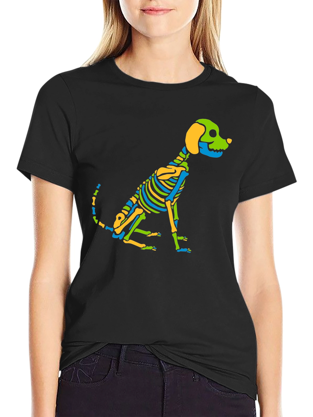 Skeleton Dog Graphic Tee - Black