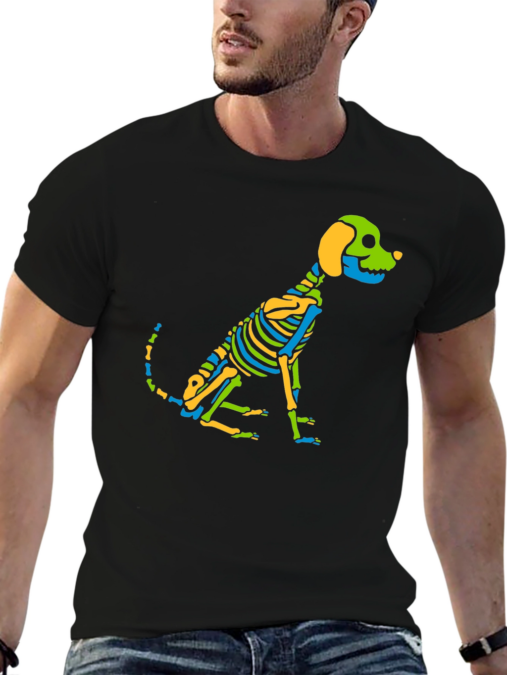 Skeleton Dog Graphic Tee - Black