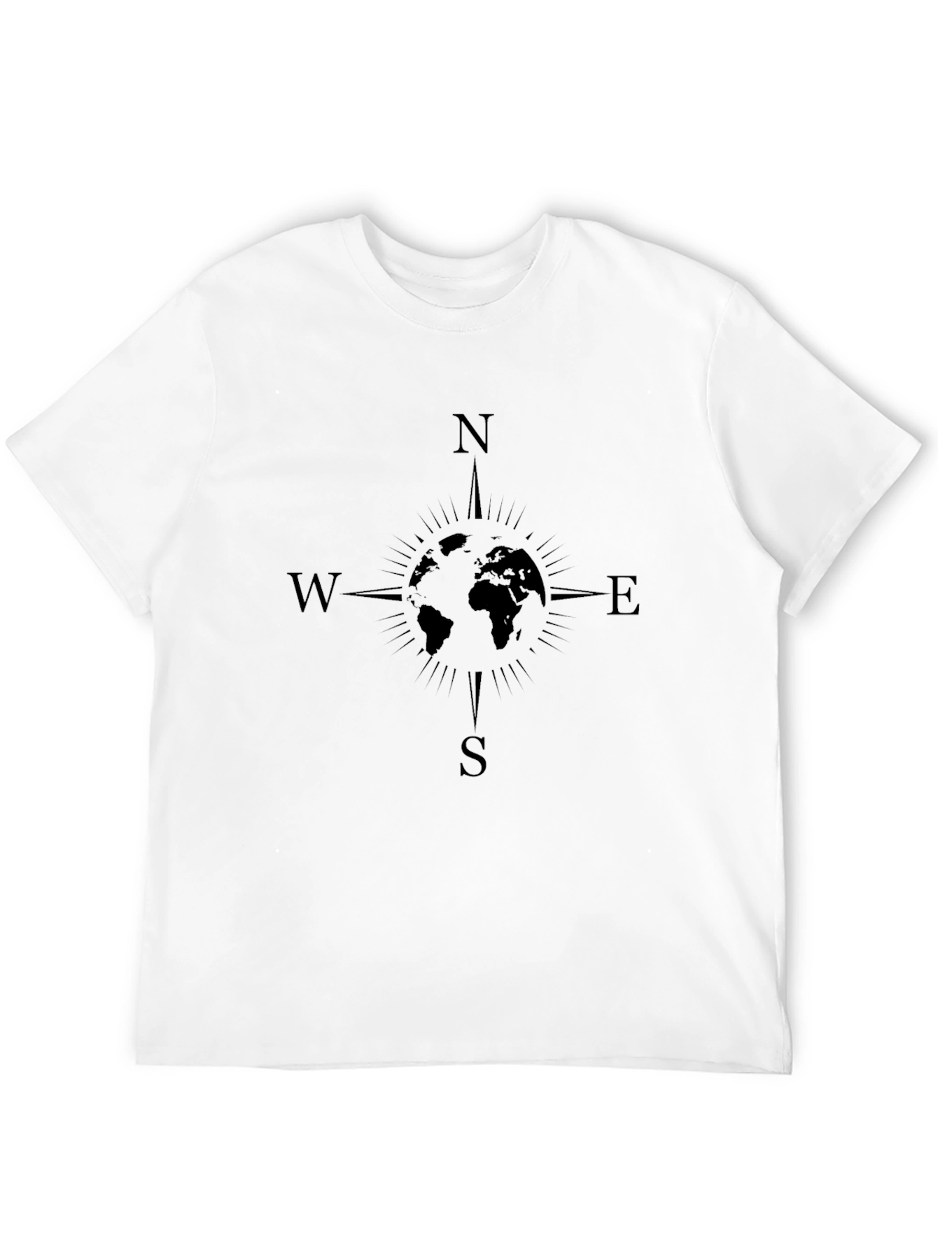 Compass World Map Graphic Tee - Black
