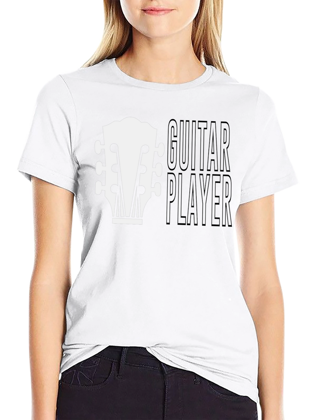 Guitar Player Graphic Tee - Black Cotton T-Shirt