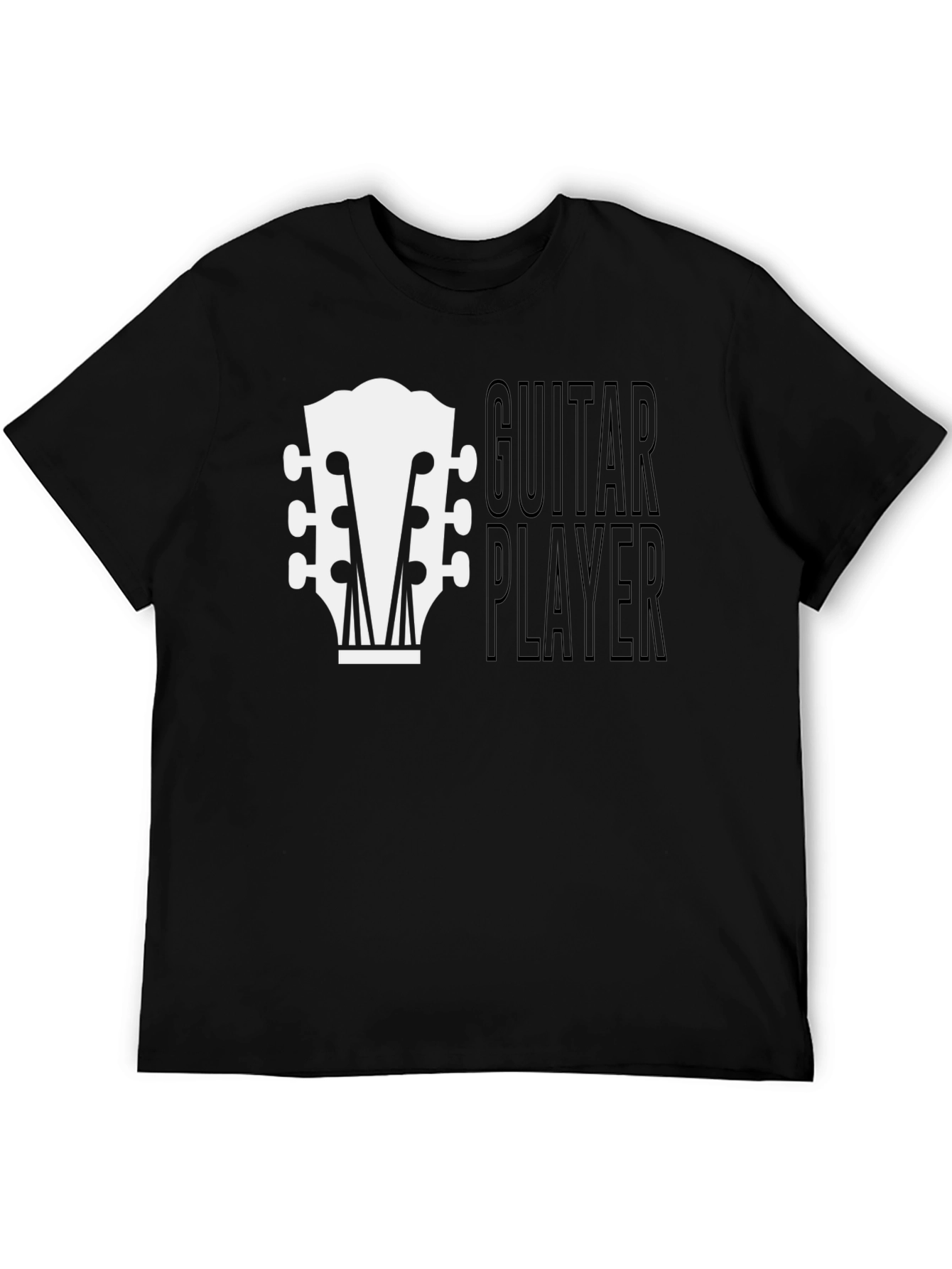 Guitar Player Graphic Tee - Black Cotton T-Shirt