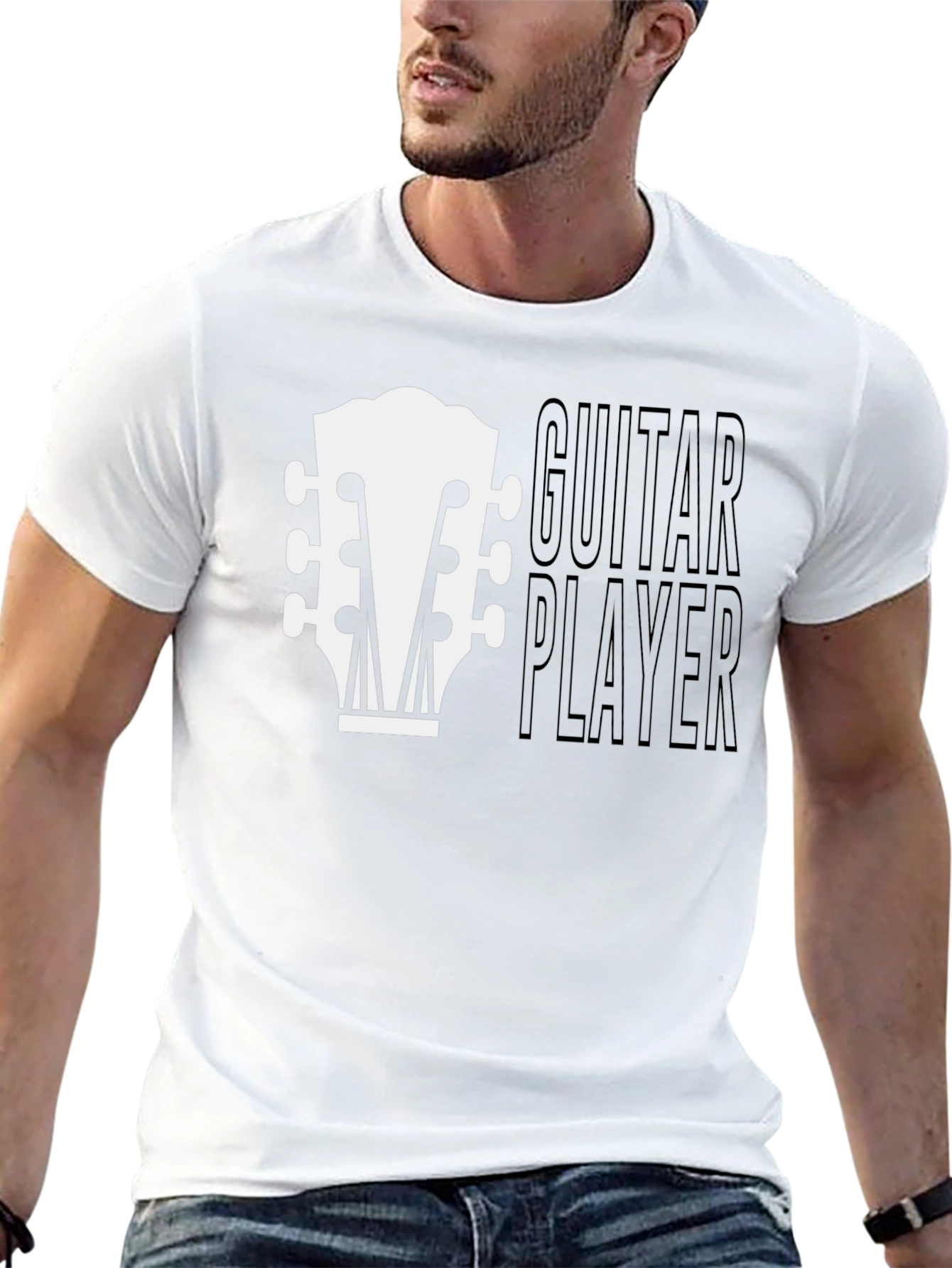 Guitar Player Graphic Tee - Black Cotton T-Shirt