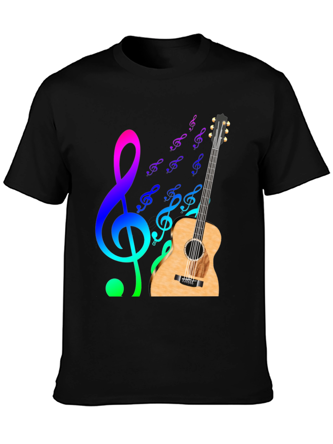 Musical Notes Guitar Graphic T-Shirt
