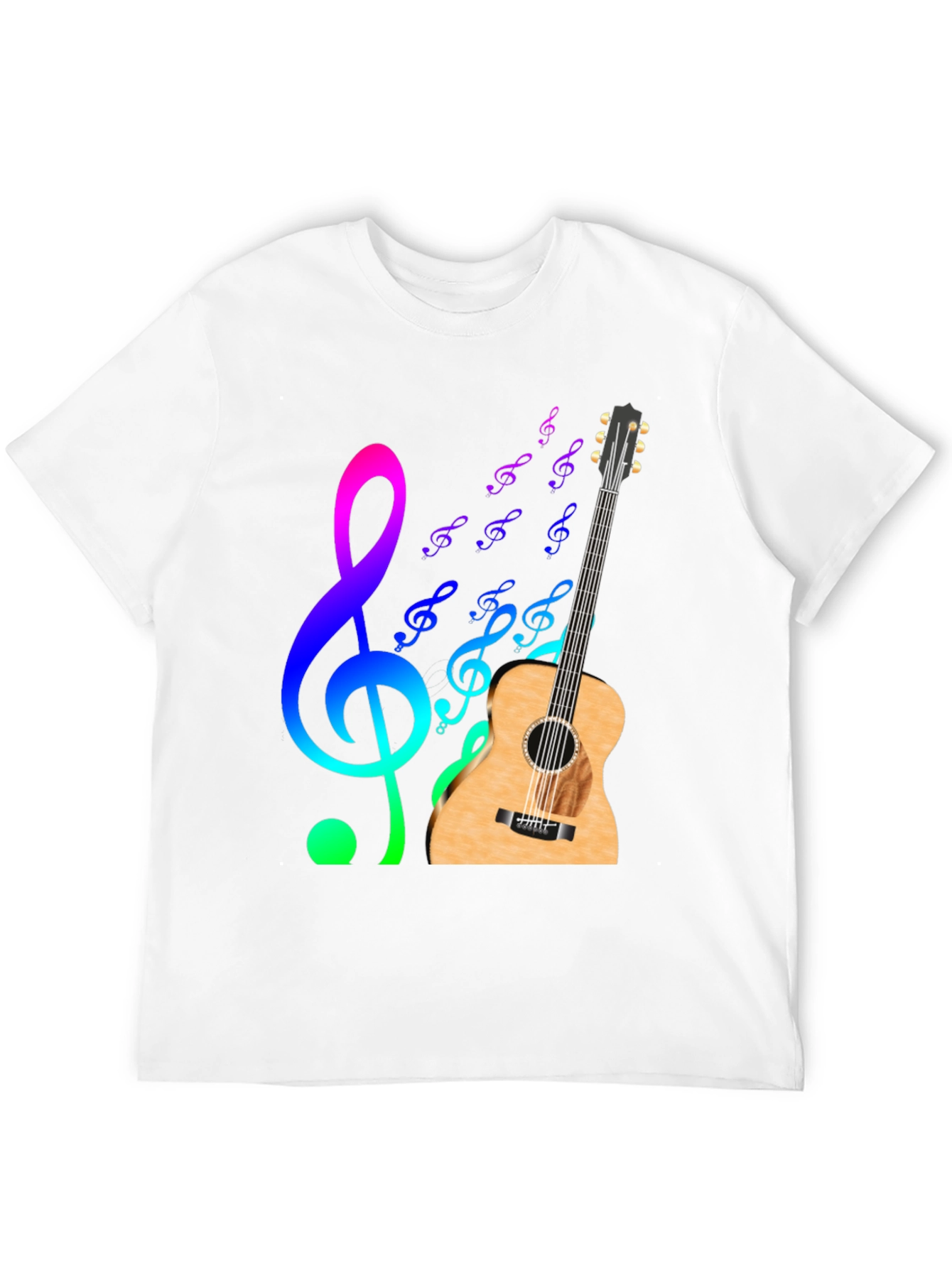 Musical Notes Guitar Graphic T-Shirt