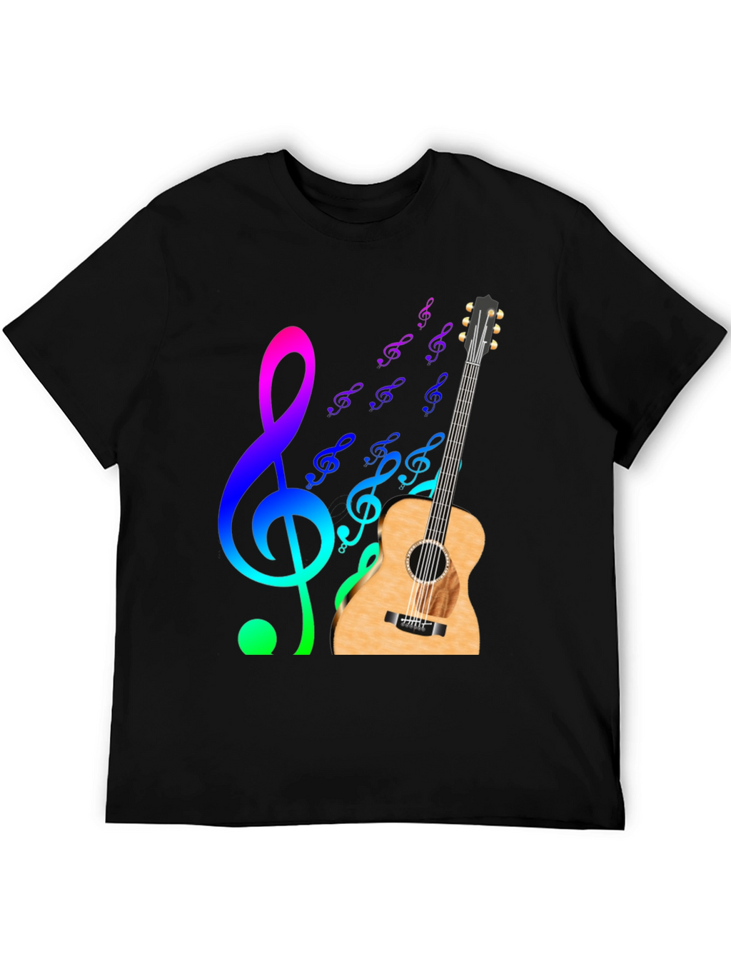 Musical Notes Guitar Graphic T-Shirt
