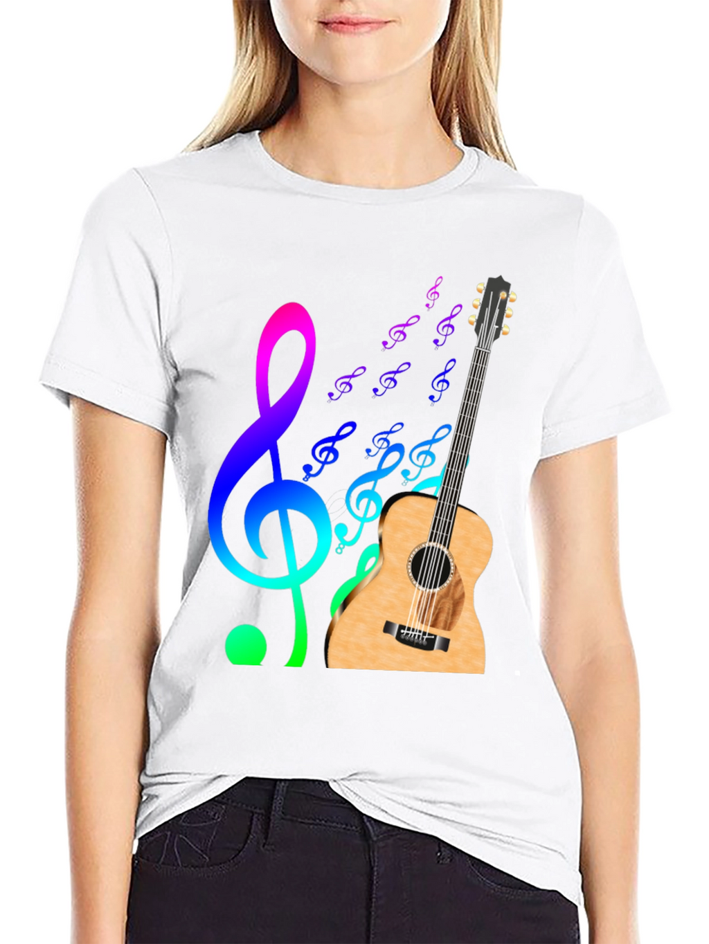 Musical Notes Guitar Graphic T-Shirt