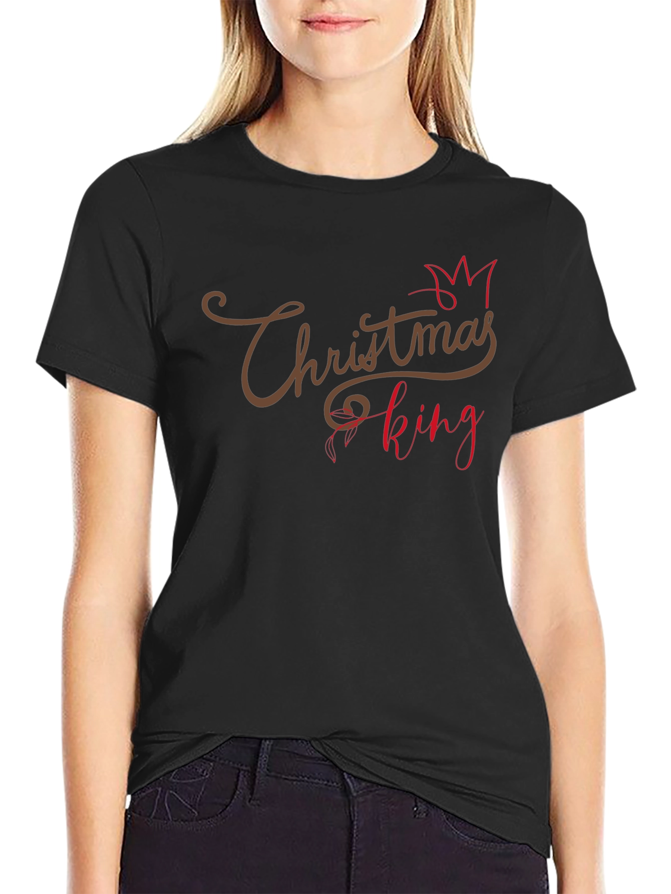 Christmas King Mens Black Graphic Tee