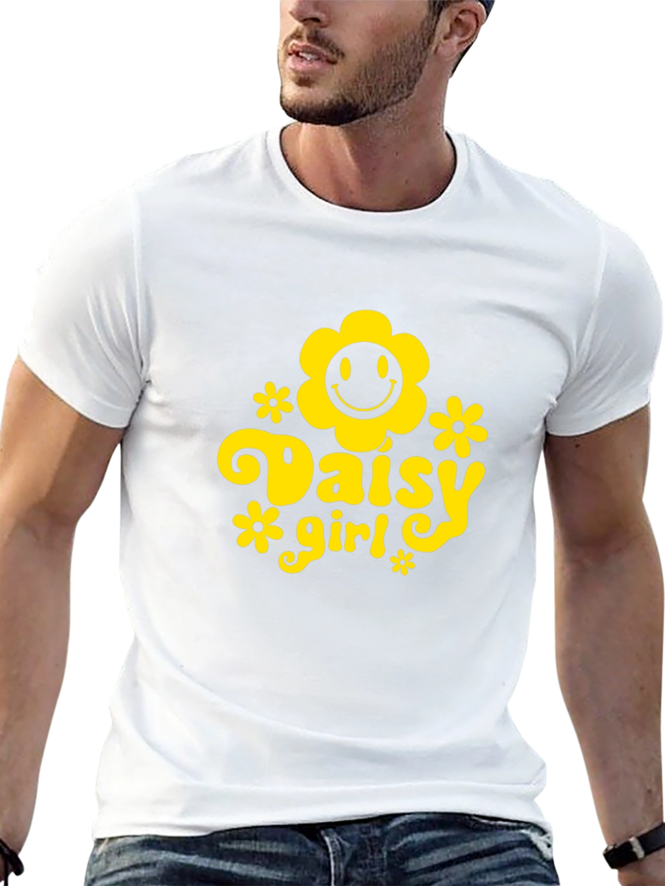 Daisy Girl Black T-Shirt - Groovy Retro Style