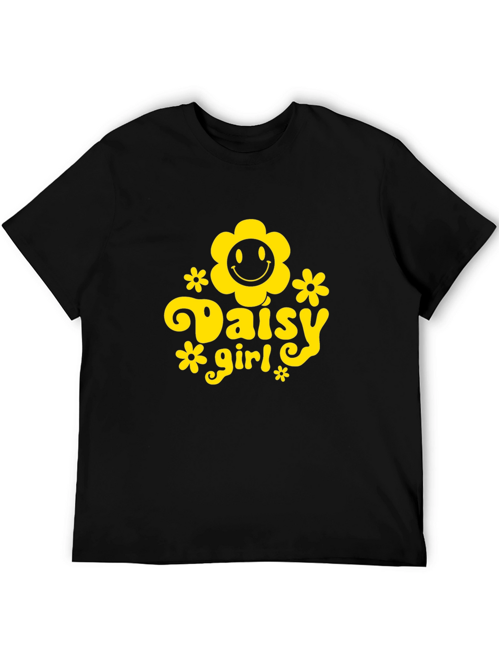 Daisy Girl Black T-Shirt - Groovy Retro Style