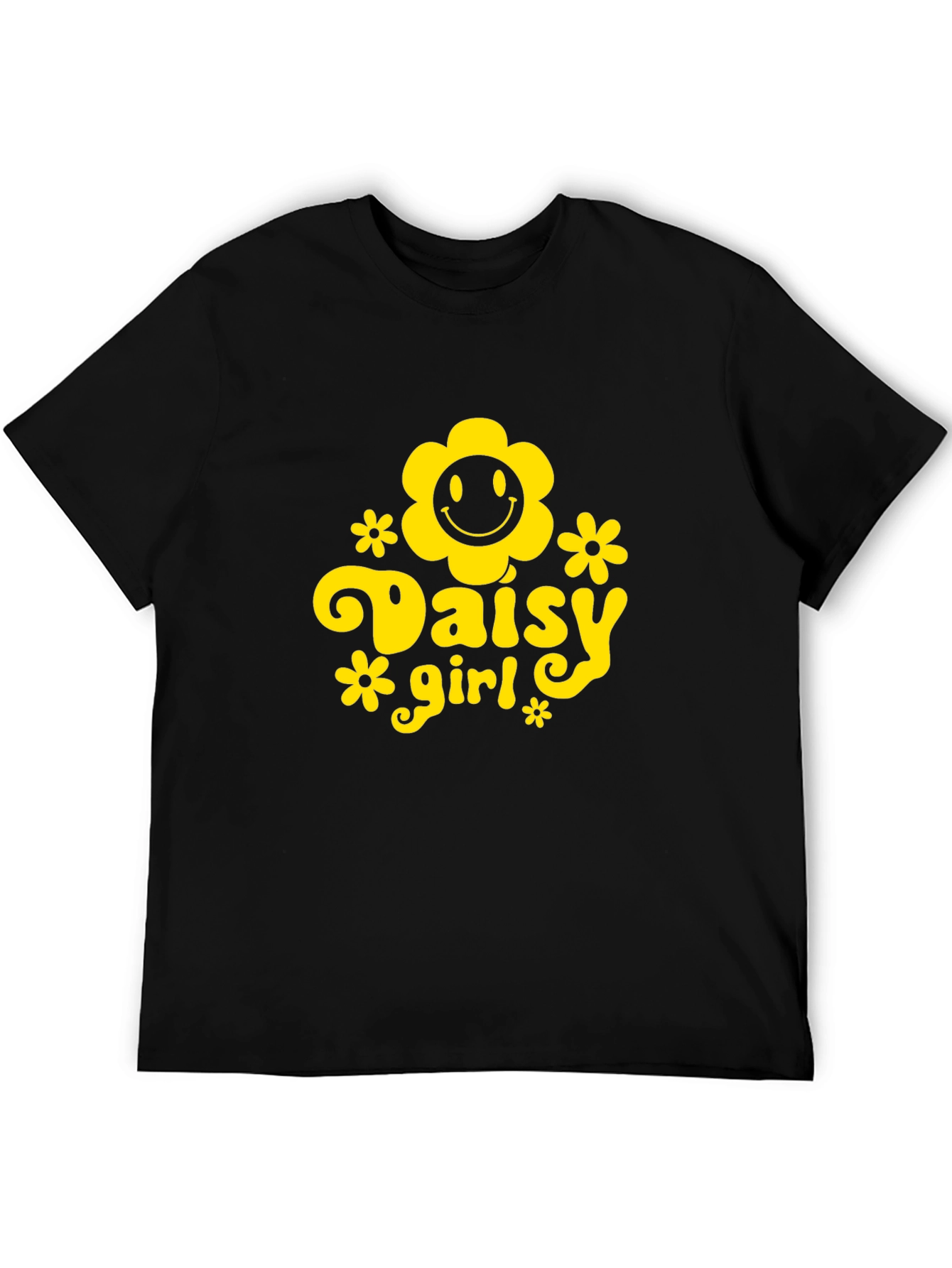 Daisy Girl Black T-Shirt - Groovy Retro Style