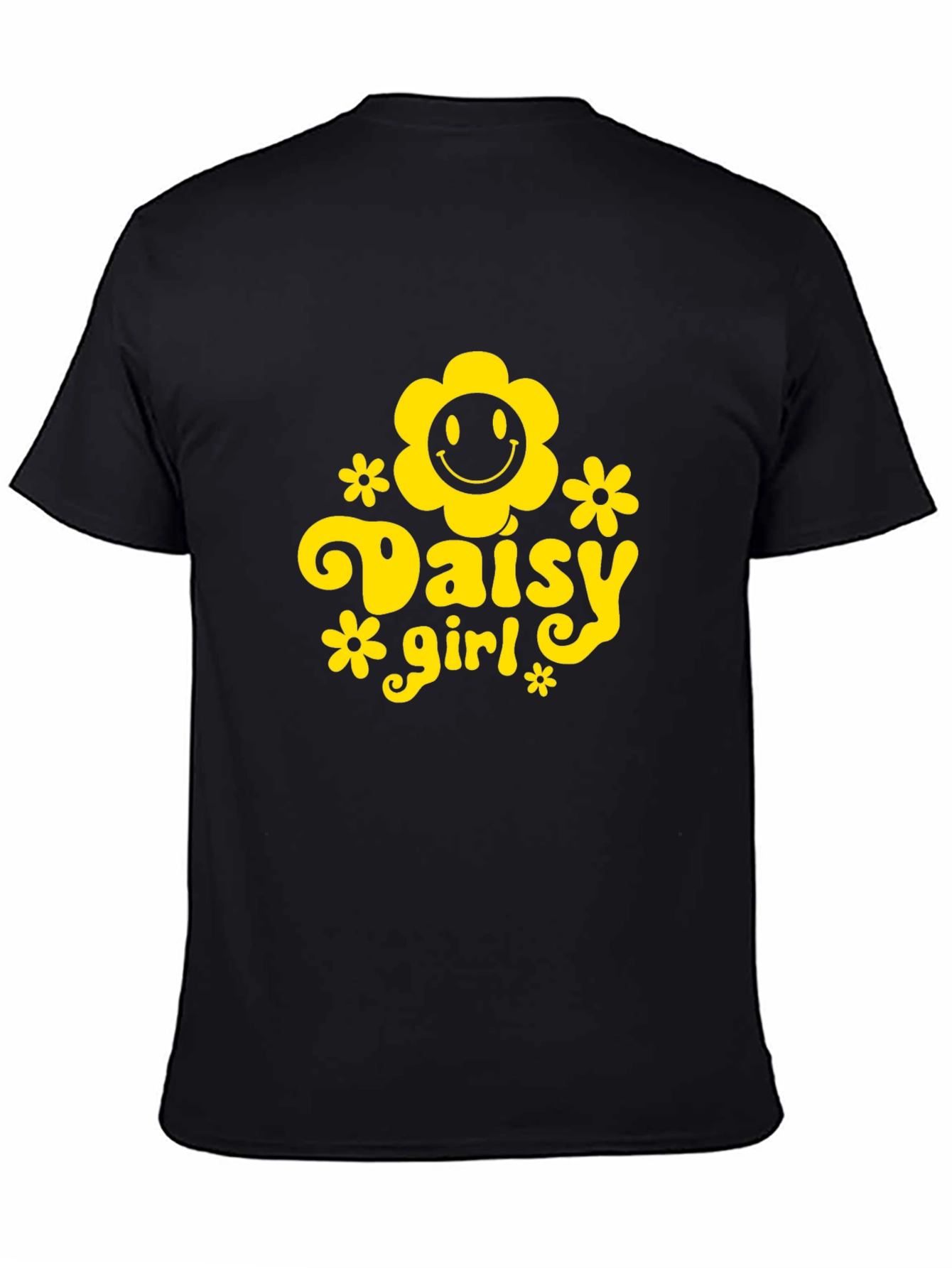 Daisy Girl Black T-Shirt - Groovy Retro Style