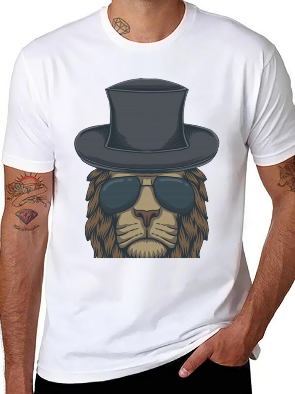 Lion in Hat Graphic Tee - Cool & Stylish