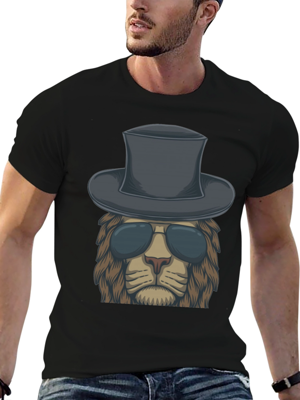Lion in Hat Graphic Tee - Cool & Stylish