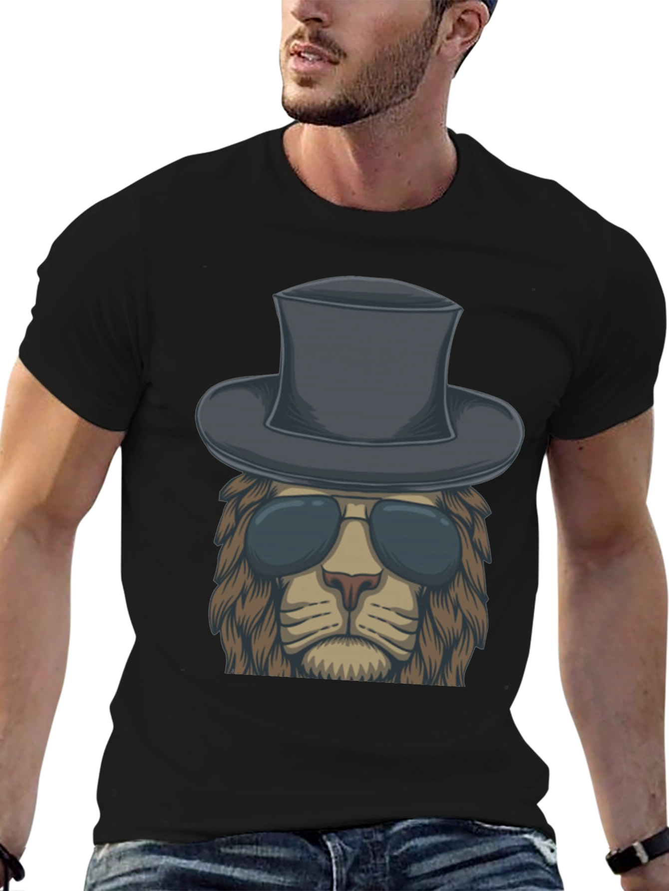 Lion in Hat Graphic Tee - Cool & Stylish